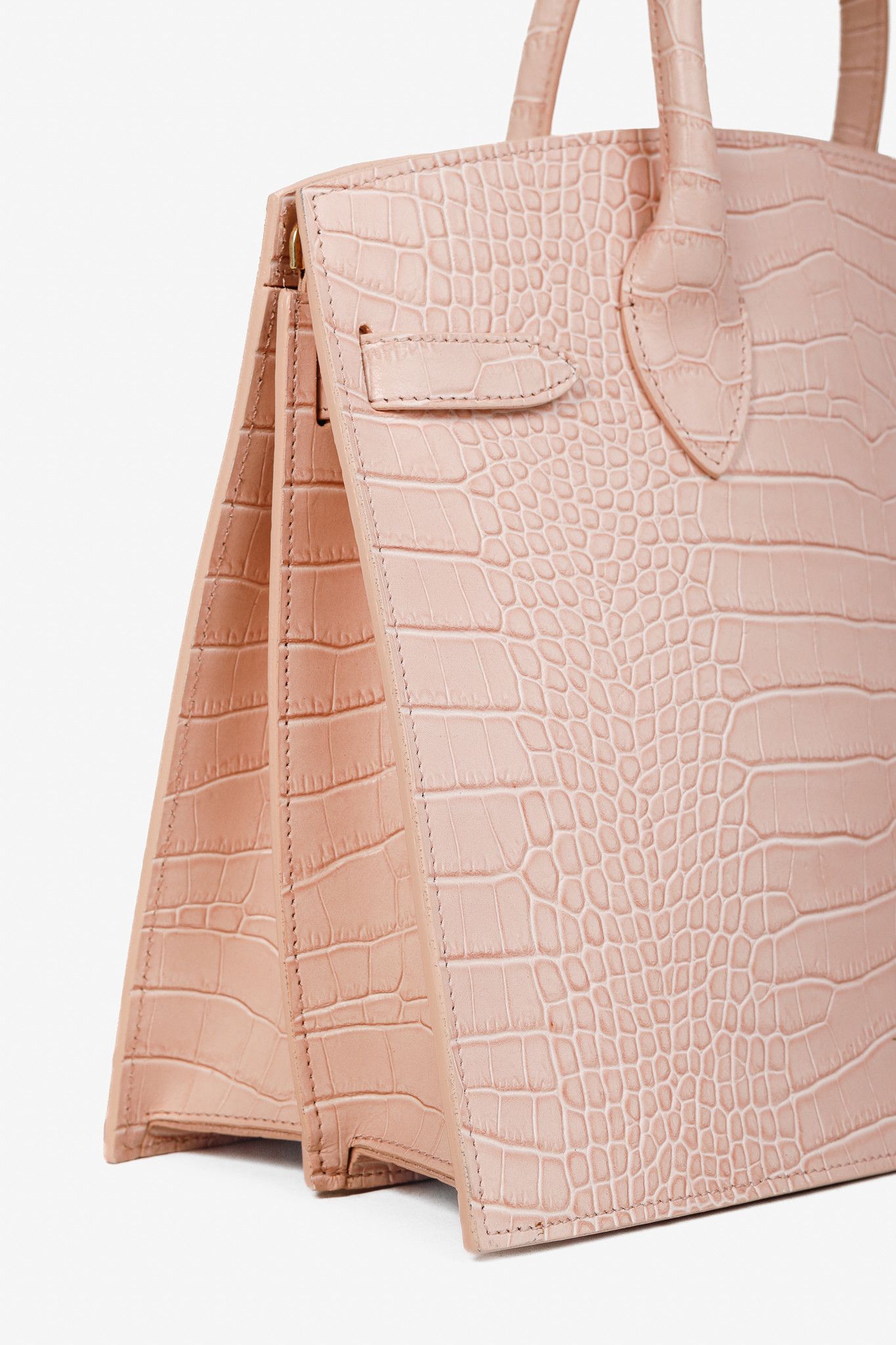 Designer Teddy Blake Kate Croco 12" Nude Pink Leather Tote Size ONE SIZE - 6 Thumbnail