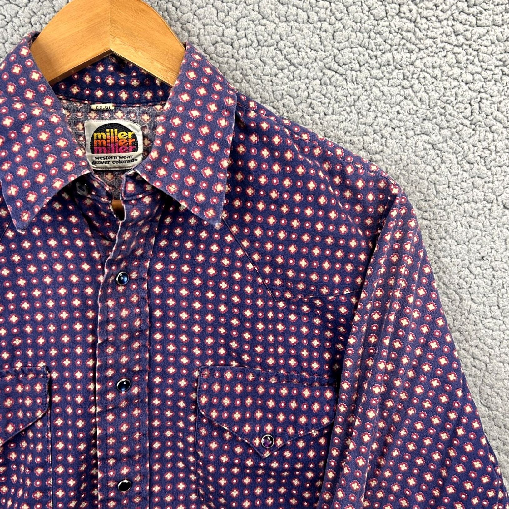 Vintage Miller Western Wear Casual Button-Down Shirt Men's Navy Blue 16-35 USA Made Size US L / EU 52-54 / 3 - 2 Thumbnail