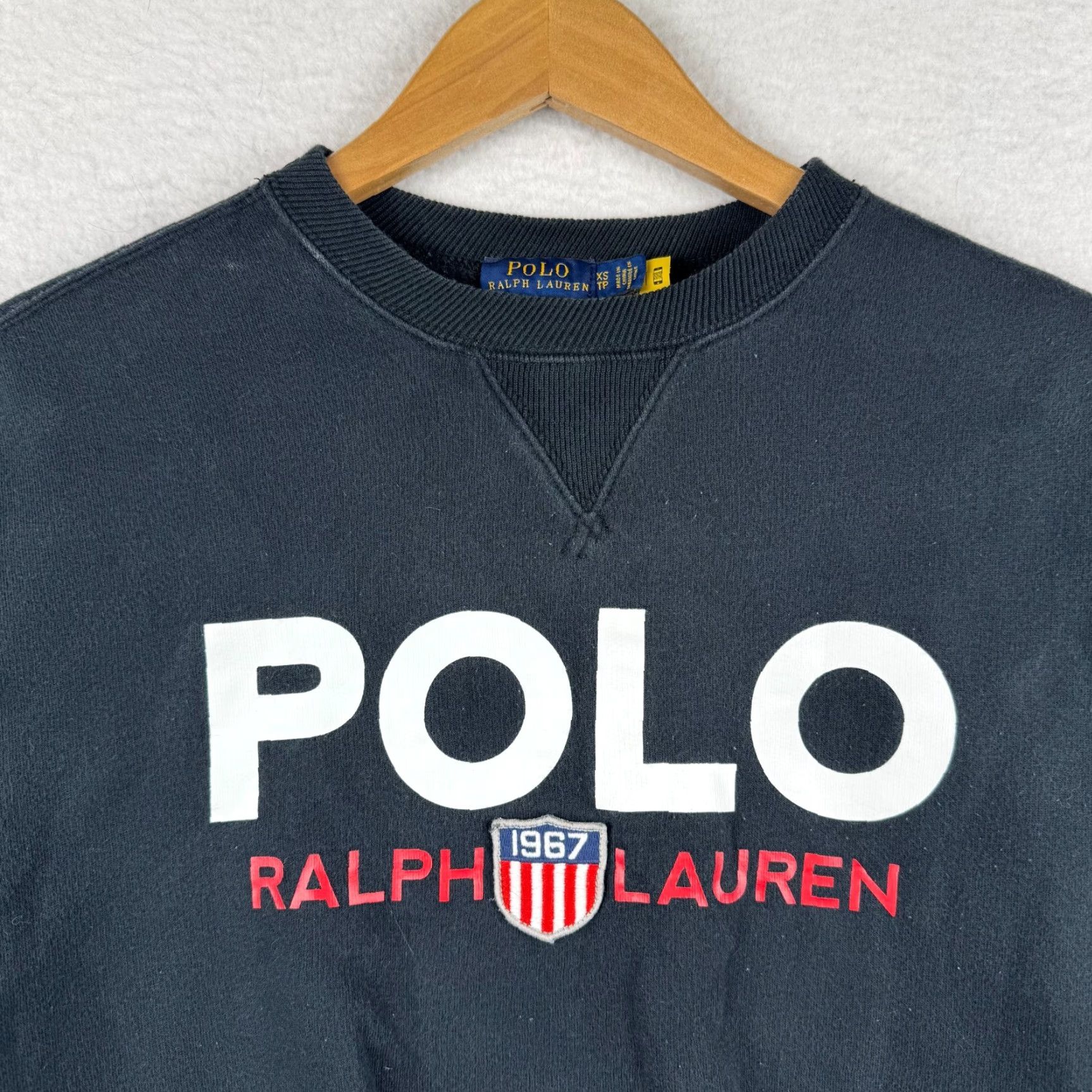 Polo Ralph Lauren Polo Ralph Lauren Womens XS Sweatshirt Crew Neck Pullover Boxy Cropped Oversized Dolman Logo Black Size XS / US 0-2 / IT 36-38 - 2 Thumbnail