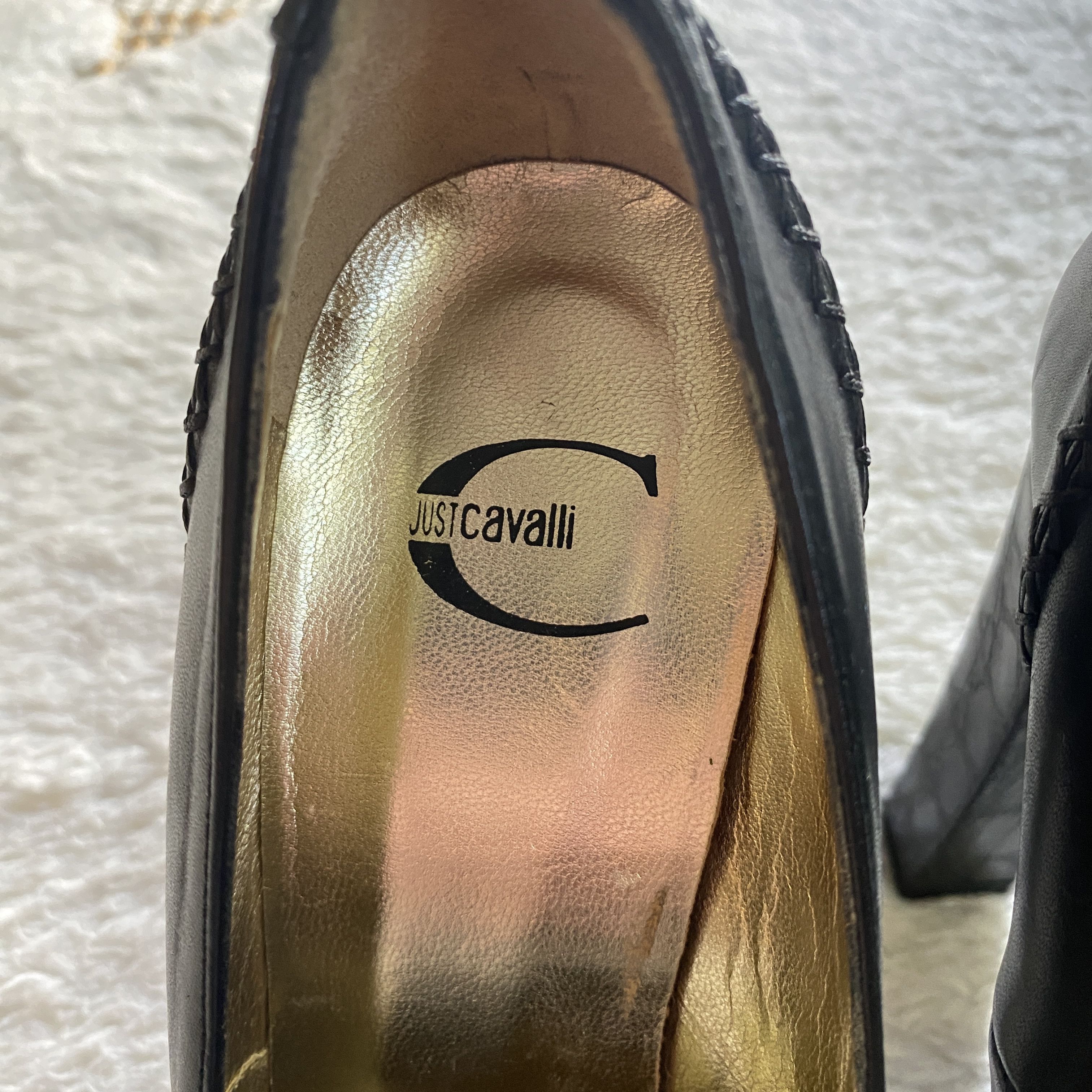 Just Cavalli Vintage JUST CAVALLI Black Leather Platform Heels Size US 8.5 / IT 38.5 - 3 Thumbnail