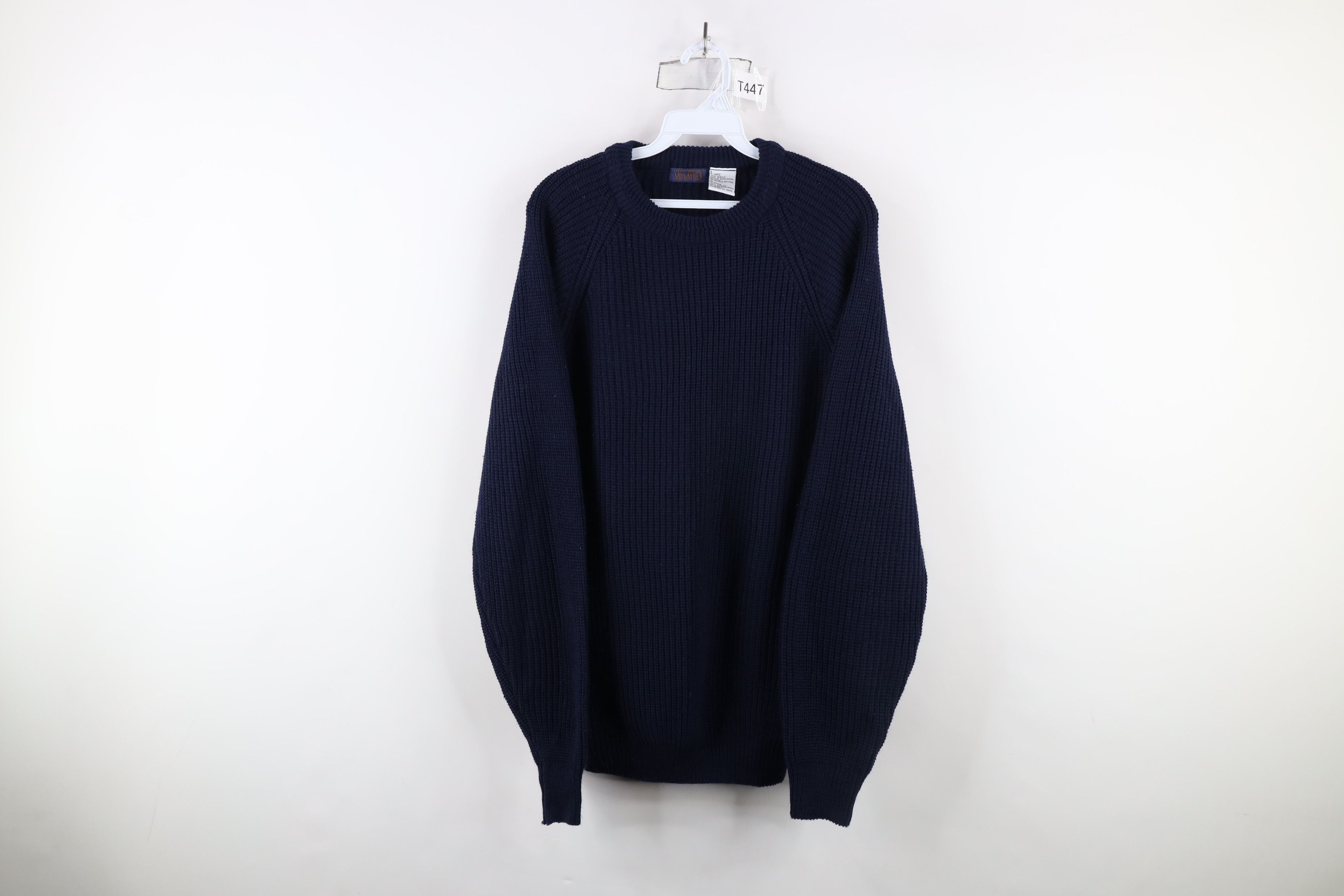 Vintage Vintage 90s Streetwear Ribbed Knit Crewneck Sweater Blue Size US L / EU 52-54 / 3 - 1 Thumbnail