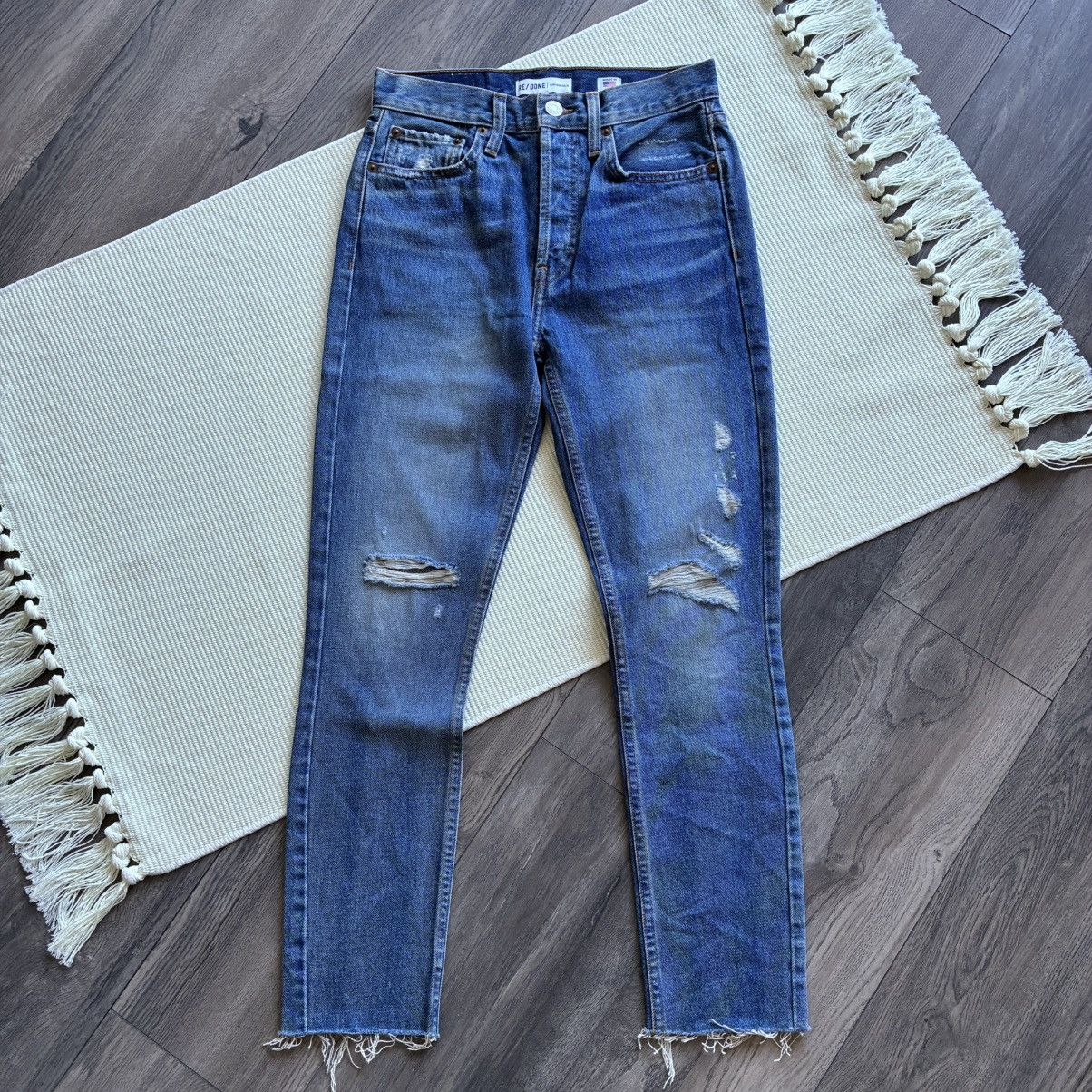 RE/DONE RE/DONE Originals Distressed High Rise Ankle Crop Jeans Size 27" / US 4 / IT 40 - 1 Thumbnail
