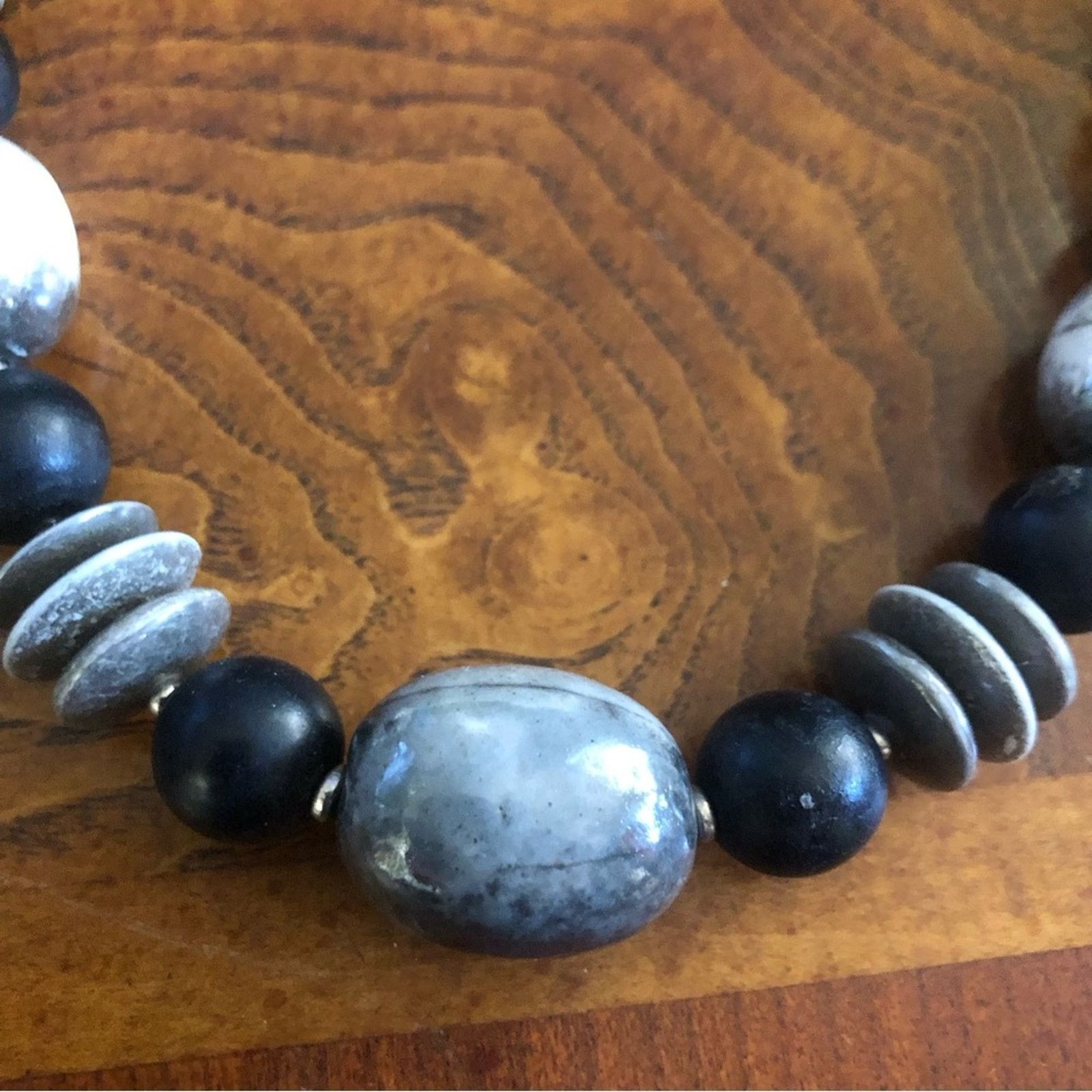 Vintage Vintage 80s gray ceramic bead necklace Size ONE SIZE - 8 Thumbnail
