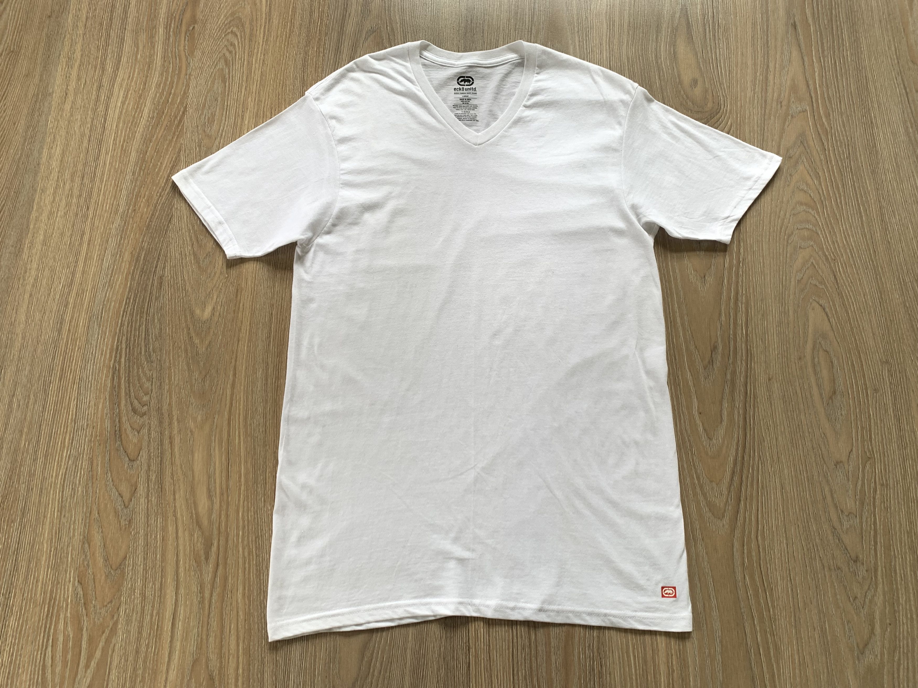 Ecko Unltd. Ecko Unltd Basic V Neck White Cotton T Shirt Size US L / EU 52-54 / 3 - 2 Thumbnail