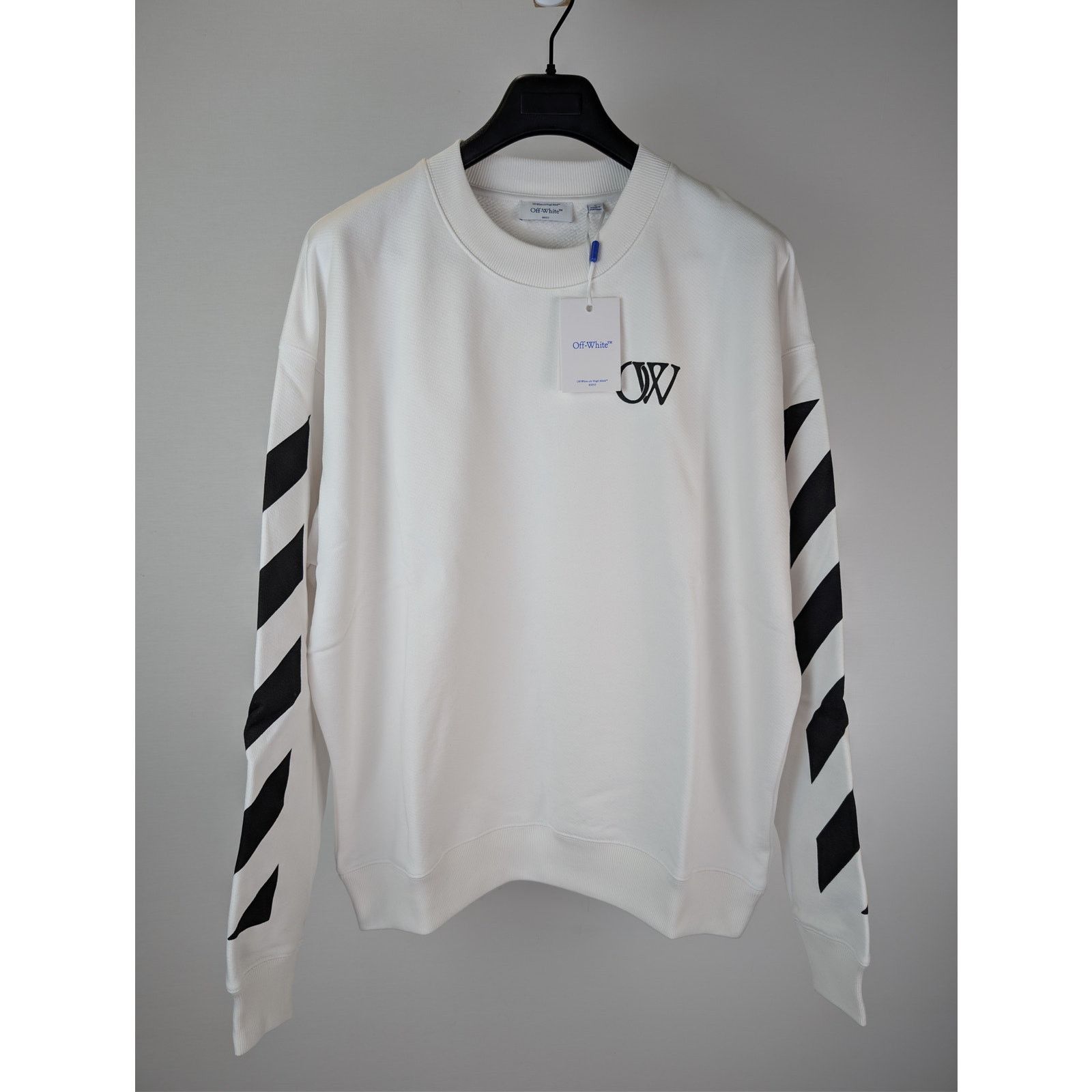 Off-White o1rshd1 Diag Skate Crewneck Sweatshirt in White / Black Size US XL / EU 56 / 4 - 1 Thumbnail