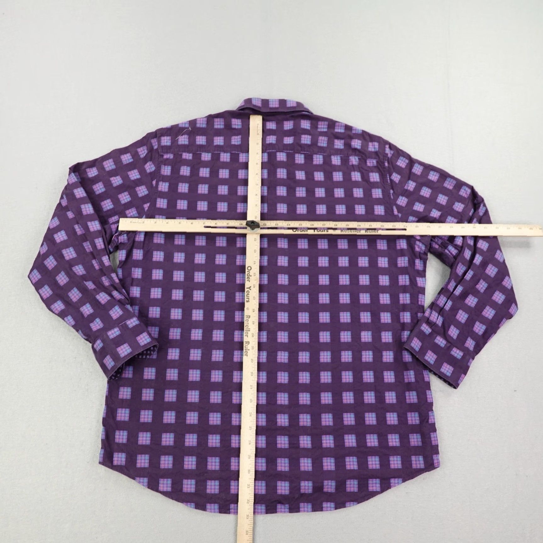 BUGATCHI VINTAGE Bugatchi Uomo Shirt Men 2XL Long Sleeve Purple Plaid Classic Fit Button-Up Business Casual Formal Party Cocktail Workwear Size US XXL / EU 58 / 5 - 5 Thumbnail