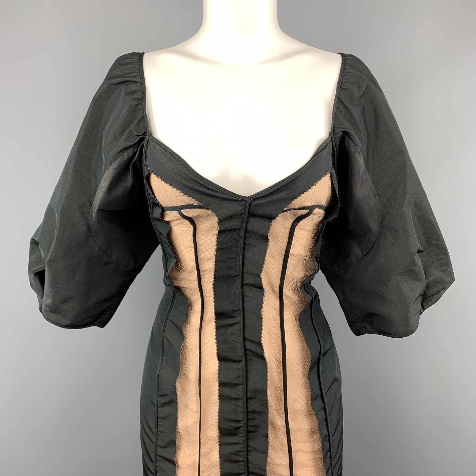 Stella McCartney Size 6 Black Taffeta Inside Out Balloon Sleeve Cocktail Size M / US 6-8 / IT 42-44 - 2 Thumbnail