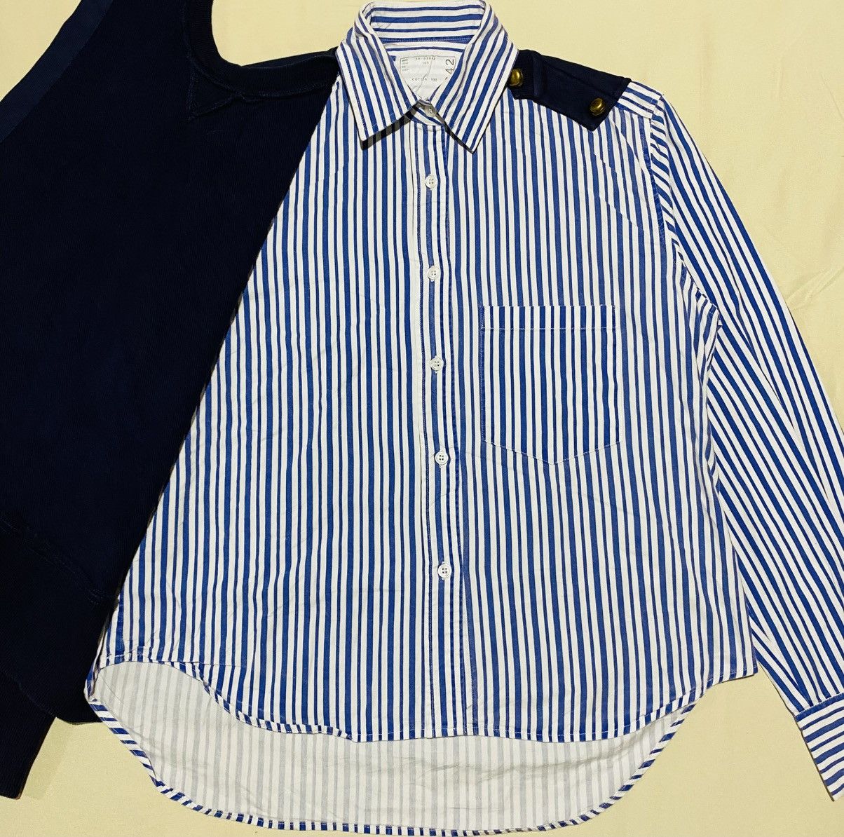 Sacai Sacai Plaid Striped Sweat Shirt Button Ups Size M / US 6-8 / IT 42-44 - 3 Thumbnail