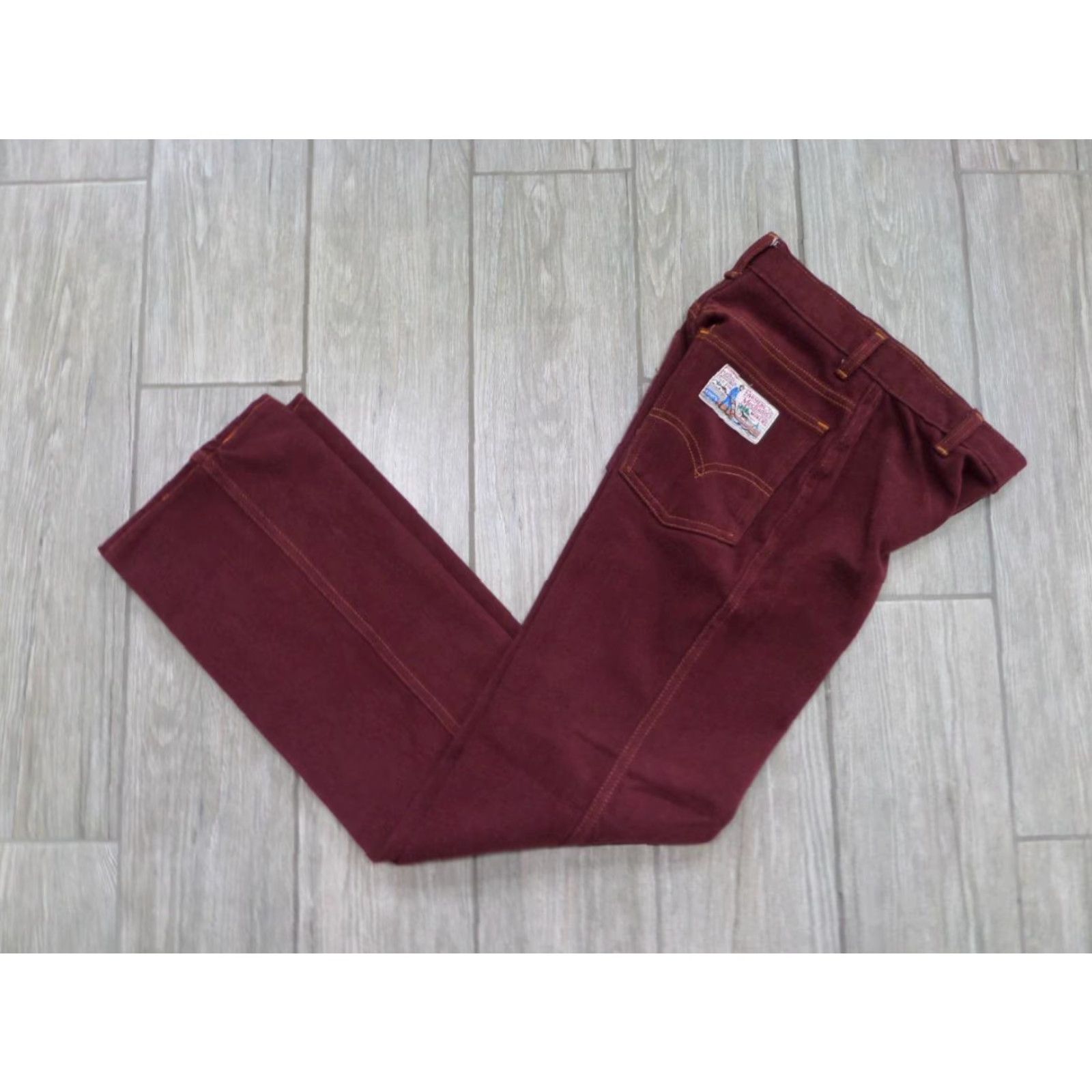 Levi's VINTAGE Levi's burgundy HIGH WAIST pants 24x30 jeans CHAMOIS velvet Womens, no tag size, 1970s era Size 42" / US 20 - 4 Thumbnail