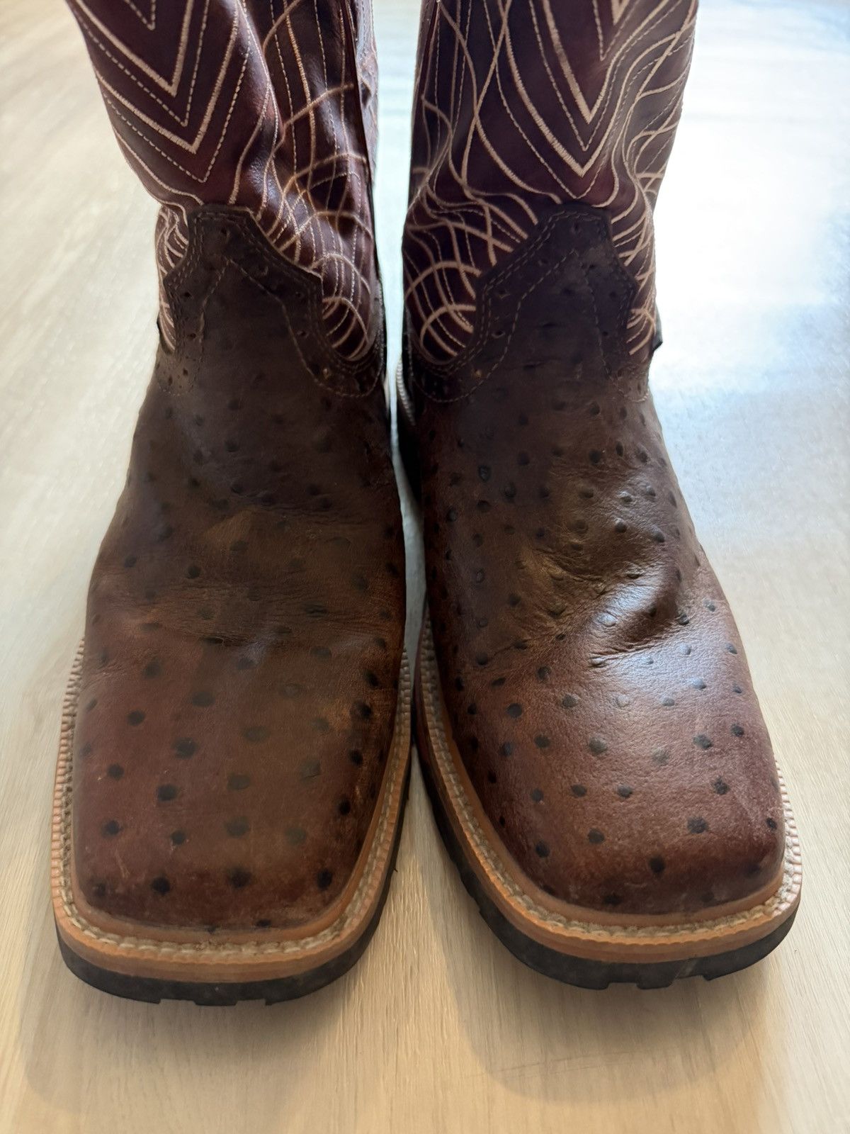 Justin Boots Justin Derrickman 12" Work Boot Soft Toe Ostrich Print 12D Size US 12 / EU 45 - 7 Thumbnail