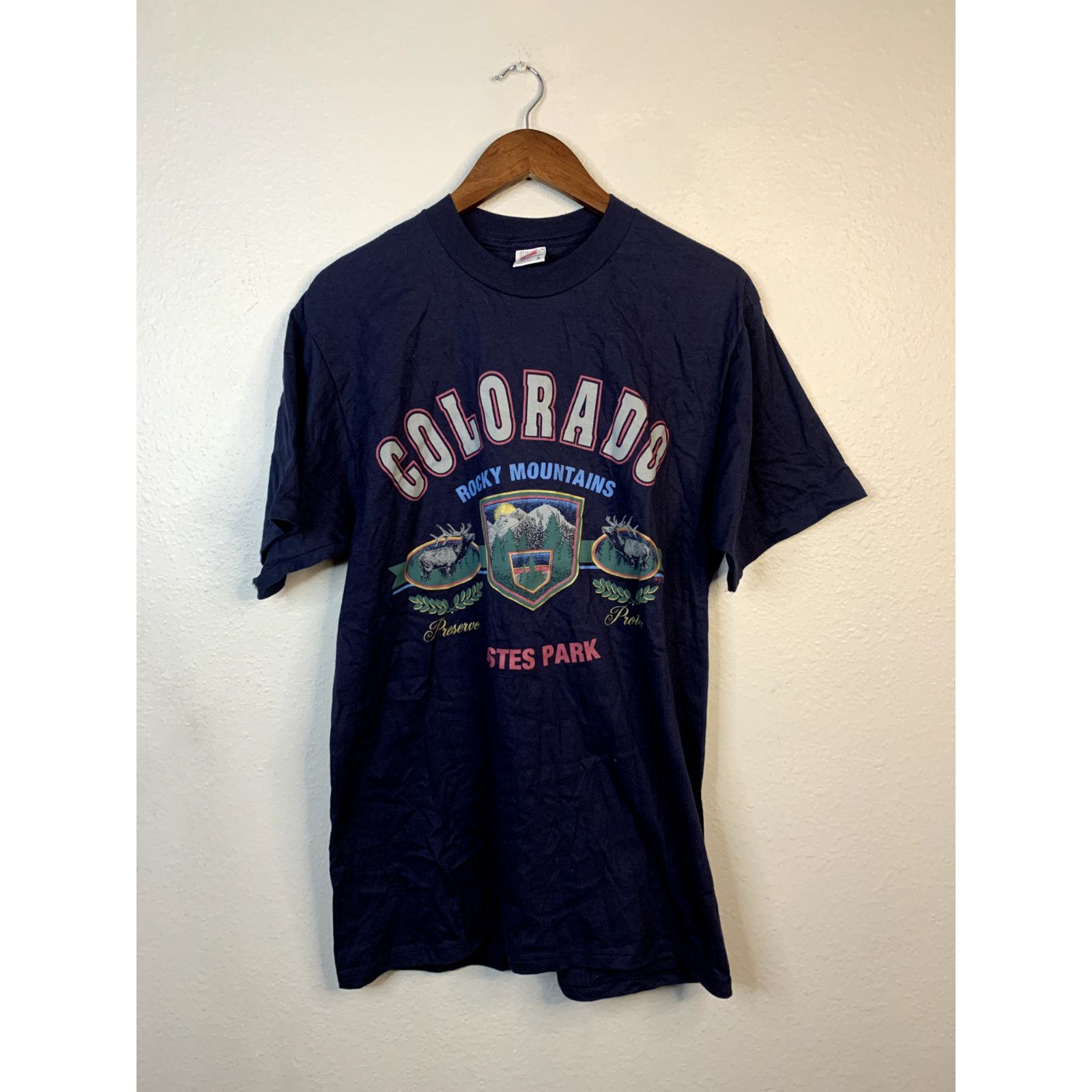 Jerzees Vintage Rocky Mountains Shirt Estes Park Tee VTG 1993 Large Size US L / EU 52-54 / 3 - 1 Thumbnail