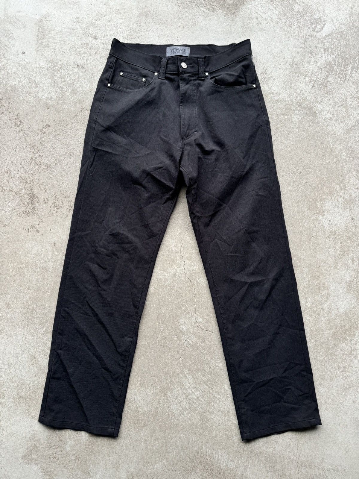 image of Archival Clothing x Versace Vintage Versace Relaxed Pants Elegant in Black, Men's (Size 33)