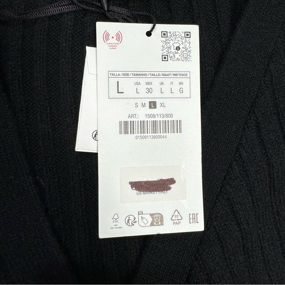 Zara NWT New Zara Wool Blend Knit Diagonal Closure Black Cardiga Size L / US 10 / IT 46 - 7 Thumbnail