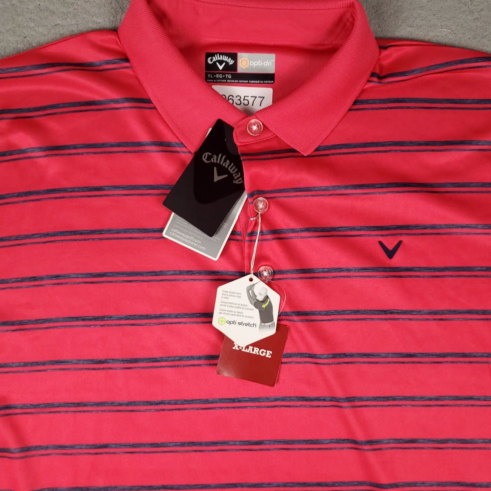Callaway Callaway Polo Shirt Mens XL Pink Striped Opti Dri Fit Golf Short Sleeve Size US XL / EU 56 / 4 - 2 Thumbnail