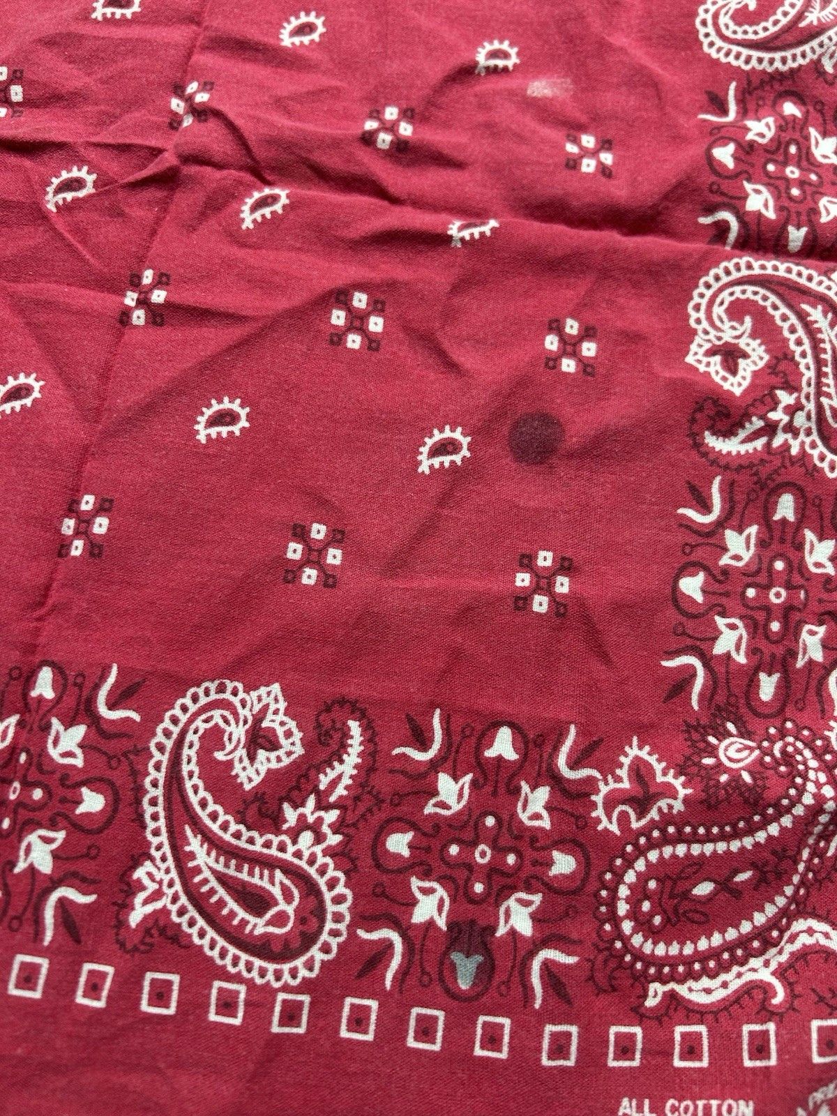 Vintage Vtg cotton bandana handkerchief paisley geometric distre USA Size ONE SIZE - 3 Thumbnail