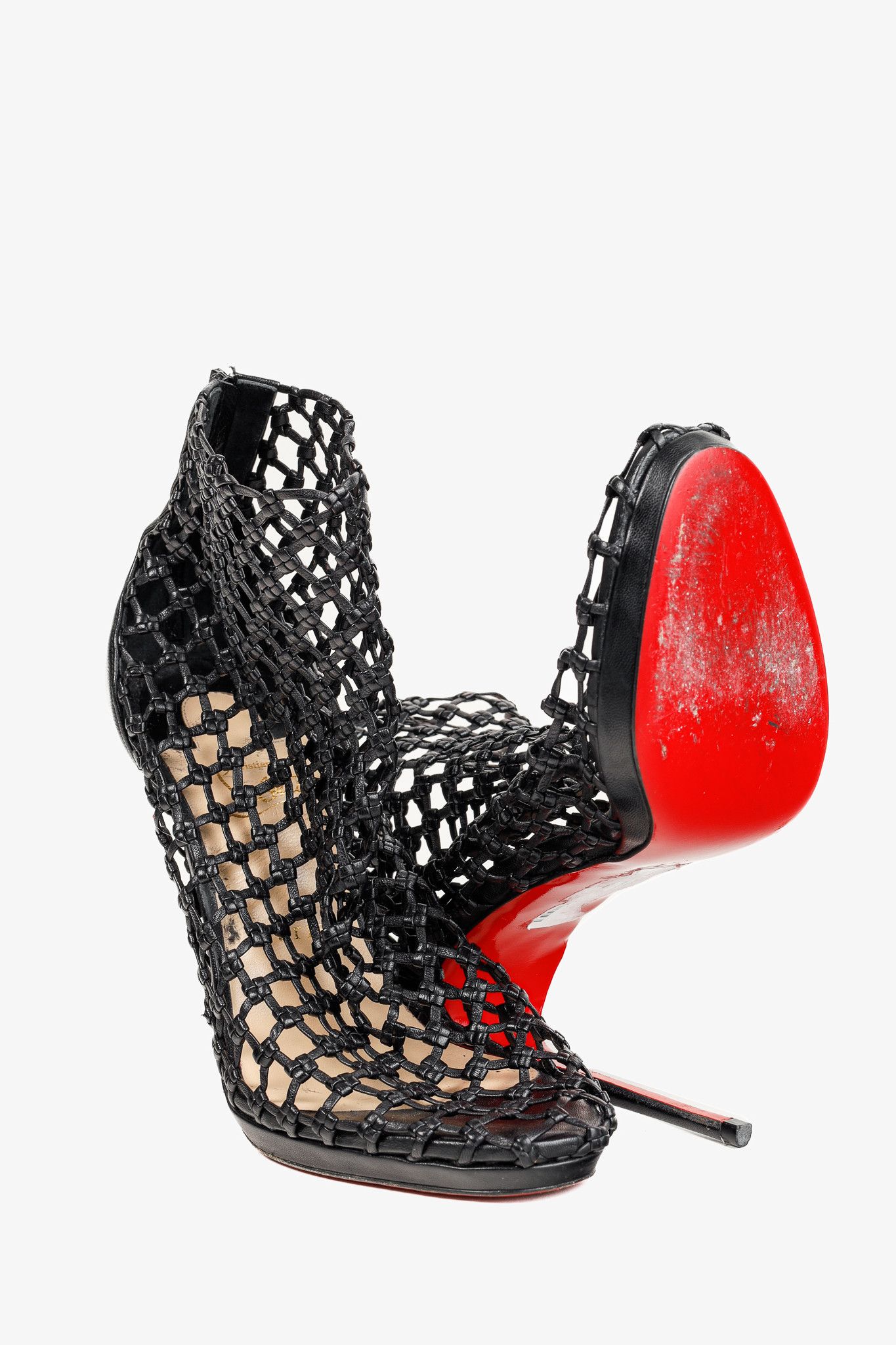 Christian Louboutin Christian Louboutin Porligat 120 Leather Woven Cage Heels Size US 8.5 / IT 38.5 - 6 Thumbnail