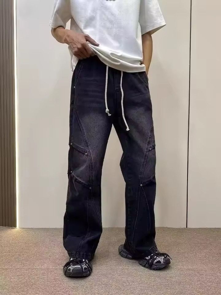 Japanese Brand Geometric Multi-Panel Denim Pant Size US 30 / EU 46 - 1 Thumbnail