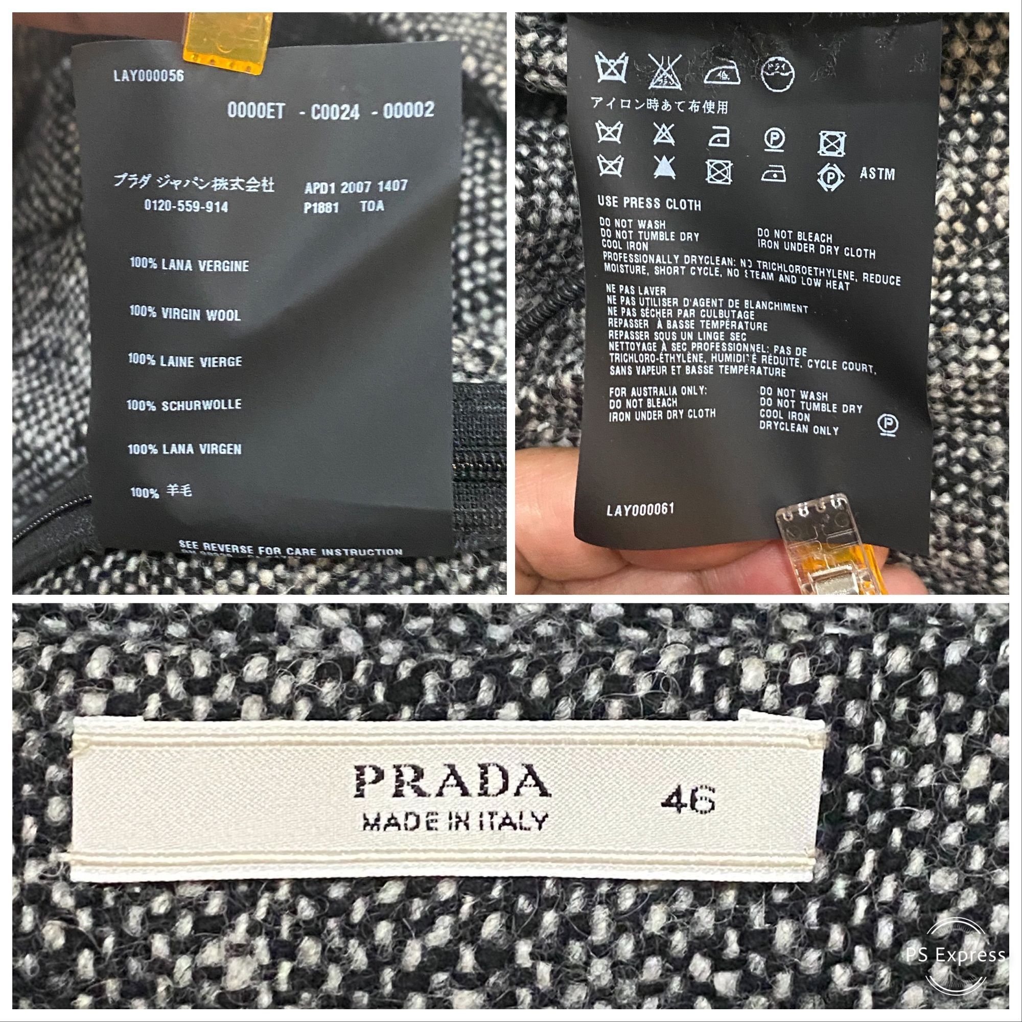 Prada Prada FW2007 Wool Tweed Pencil Skirt IT 46 Black White Made Size 32" / US 10 / IT 46 - 3 Thumbnail