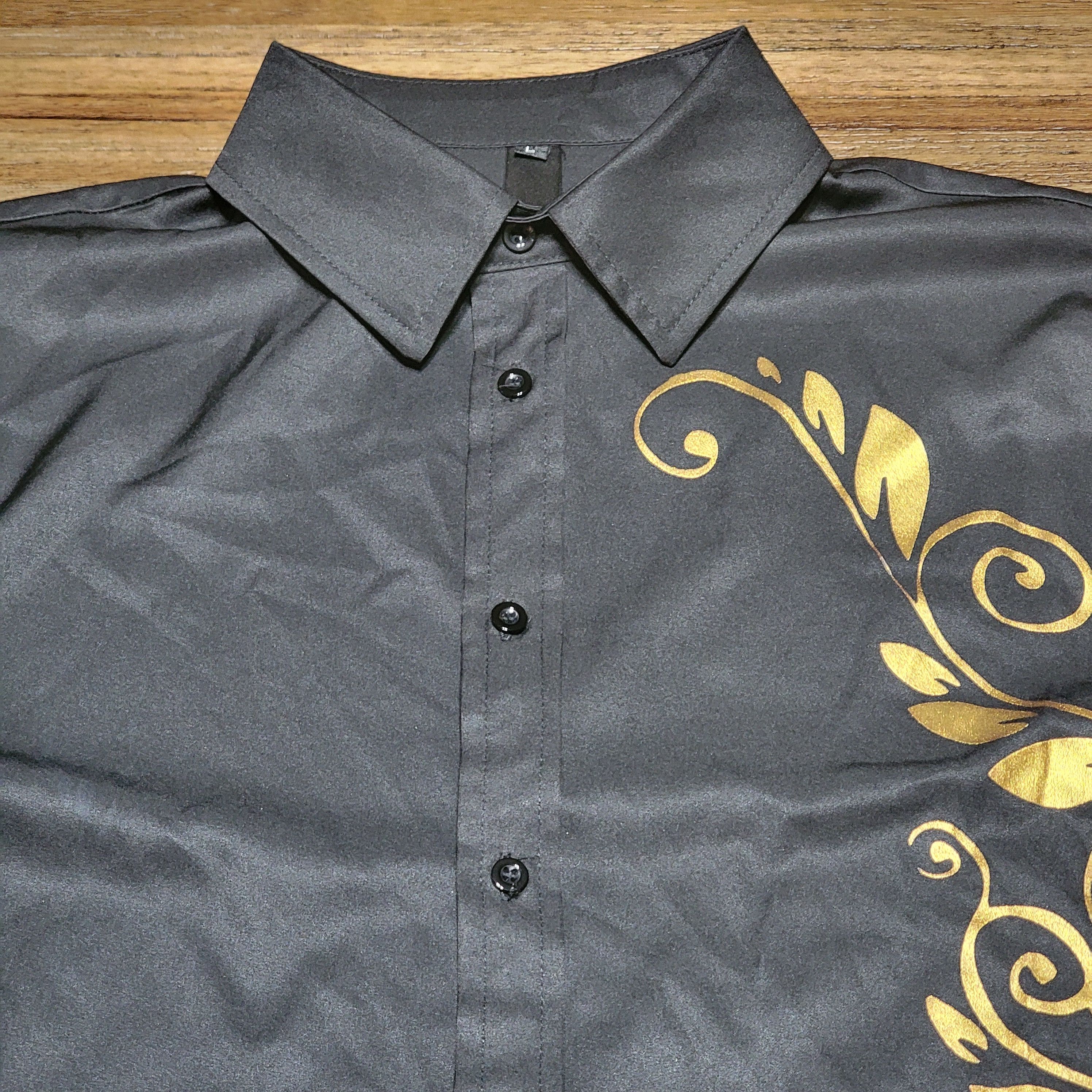 Other Black LS Full Button Shirt w/ Gold Decor - Size Large Size US L / EU 52-54 / 3 - 2 Thumbnail