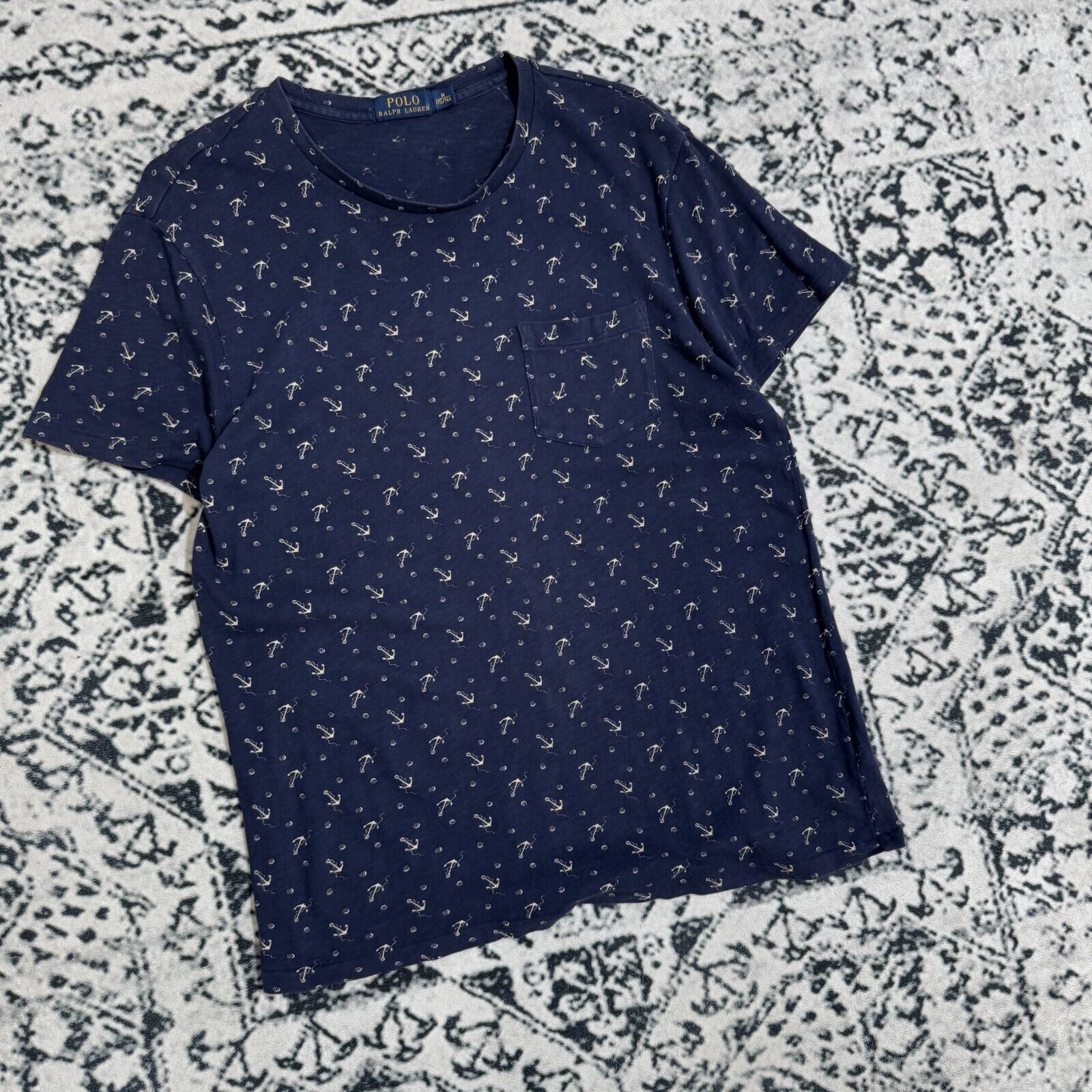 Ralph Lauren × Vintage Ralph Lauren Navy Cotton T-Shirt Size M Sailor Anchor Reg Size US M / EU 48-50 / 2 - 3 Thumbnail