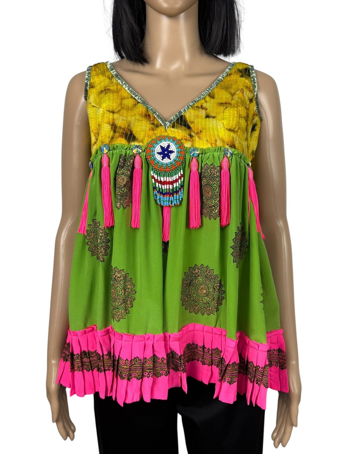 Manish Arora Manish Arora Silk Tank Blouse Pleated Decor size M Size M / US 6-8 / IT 42-44 - 2 Thumbnail