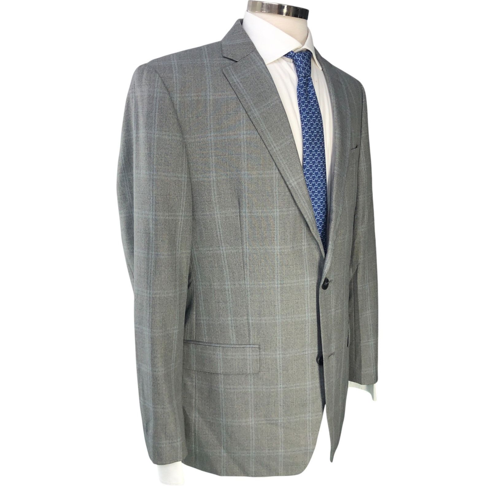 Michael Kors Michael Kors 42L Sport Coat Jacket Blazer Gray Windowpane Size 42L - 12 Thumbnail