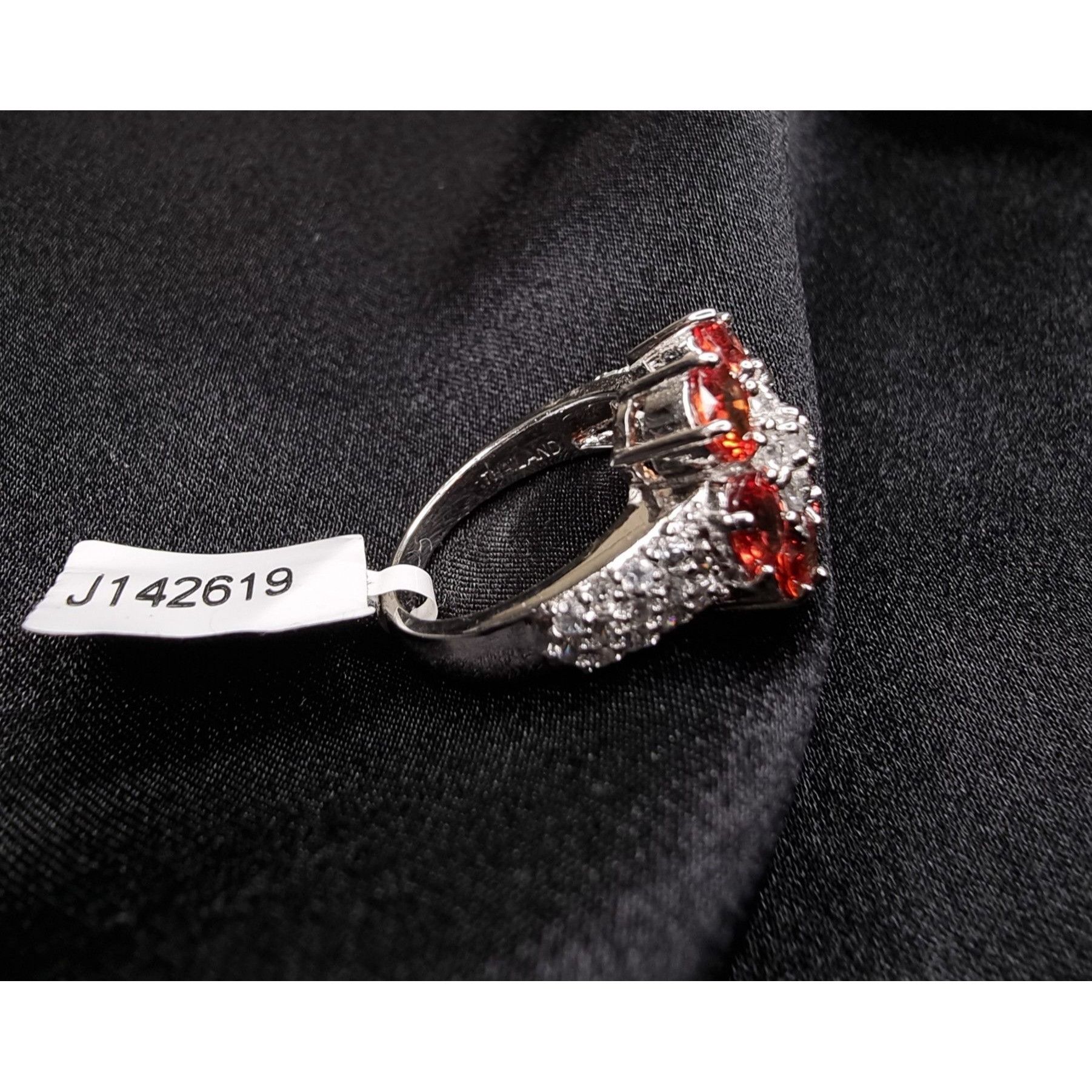 Other Sterling Silver 925 Red Ruby Floral Cluster Ring With White Size ONE SIZE - 4 Thumbnail