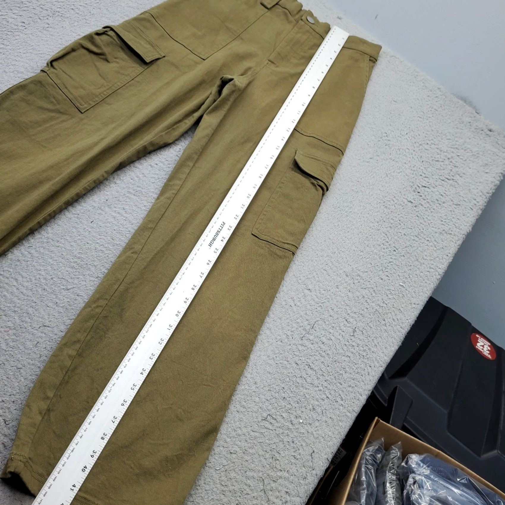 Vintage Cotton Candy Womens M Cargo Pants Green Flat Front Utility Pocket Wide Leg Outdoor Size 32" / US 10 / IT 46 - 4 Thumbnail