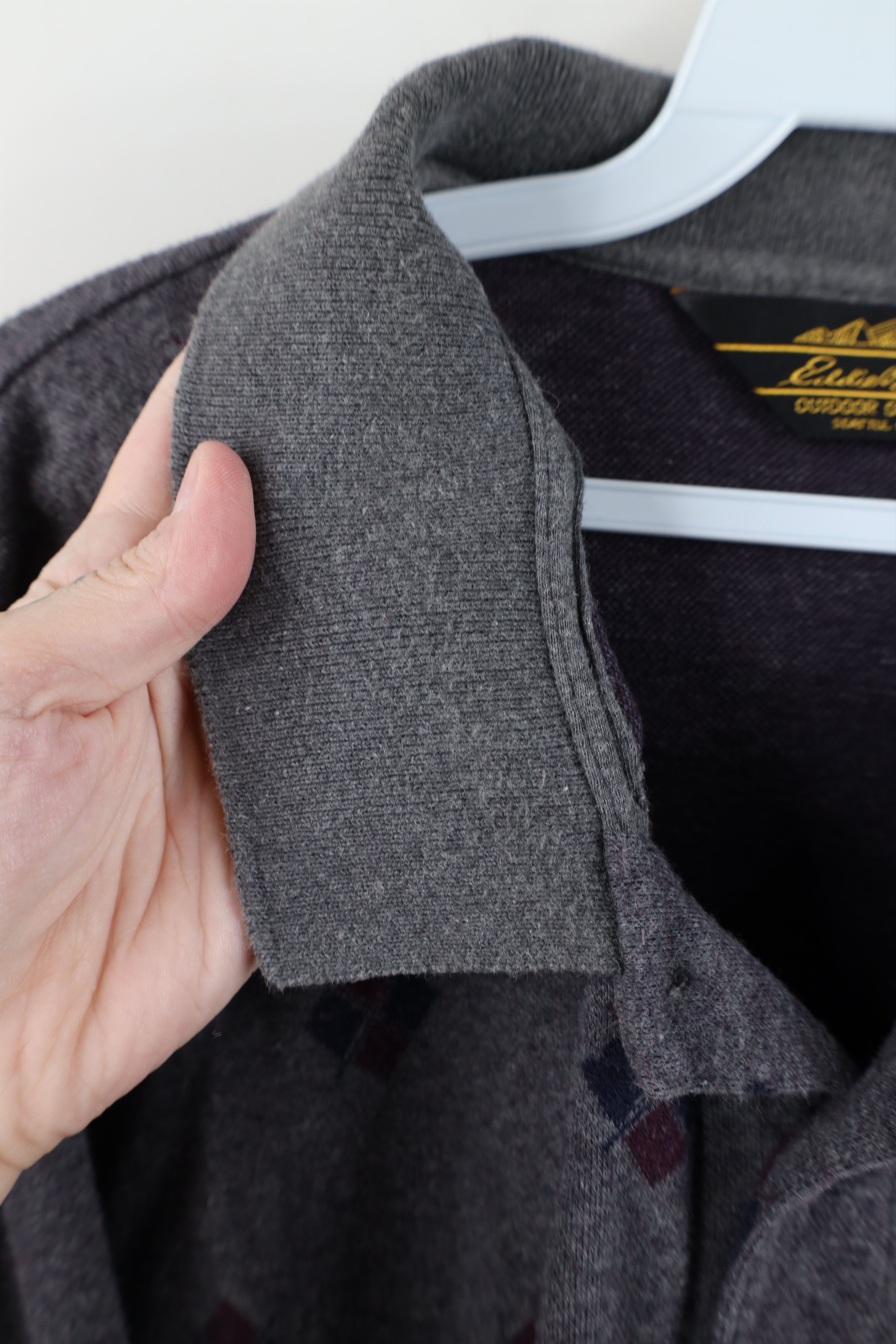 Eddie Bauer Vintage 90s Eddie Bauer Argyle Knit Long Sleeve Polo USA Size US L / EU 52-54 / 3 - 5 Thumbnail