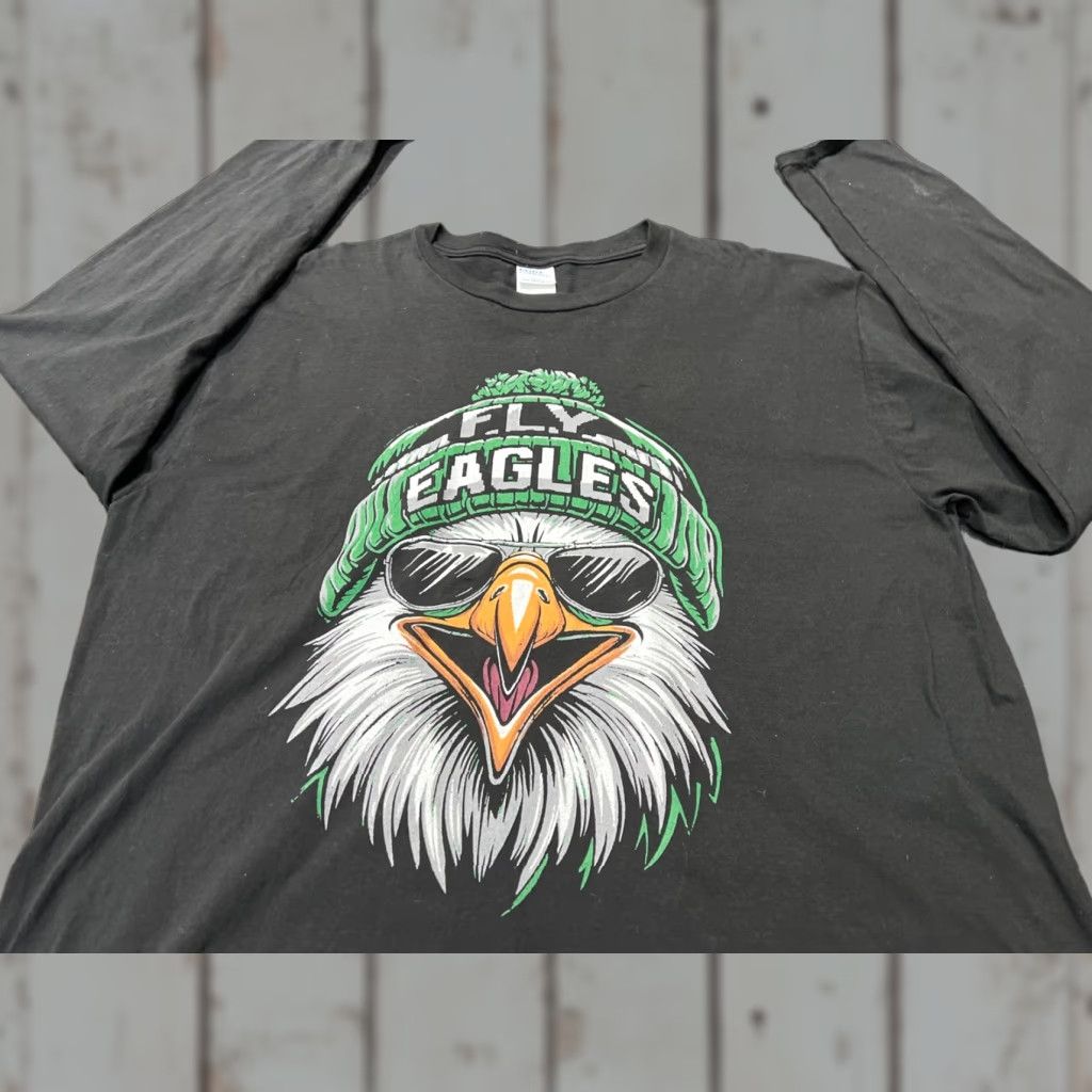 Gildan Gildan T-Shirt Long Sleeve Eagle Bird Vintage Cool Face Eagles Flying Black XL Unisex Adults Mens Womens Size US XL / EU 56 / 4 - 1 Thumbnail