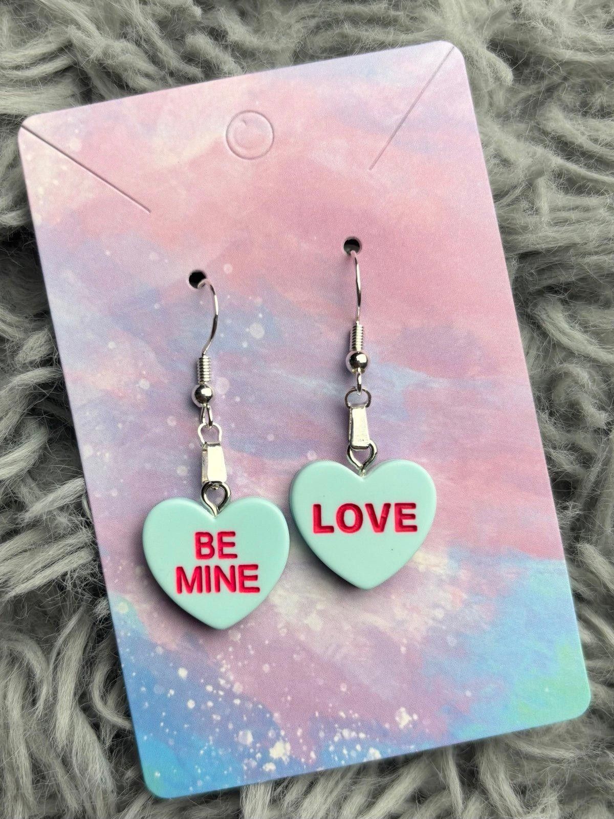 Handmade Blue Heart earrings Size ONE SIZE - 1 Preview