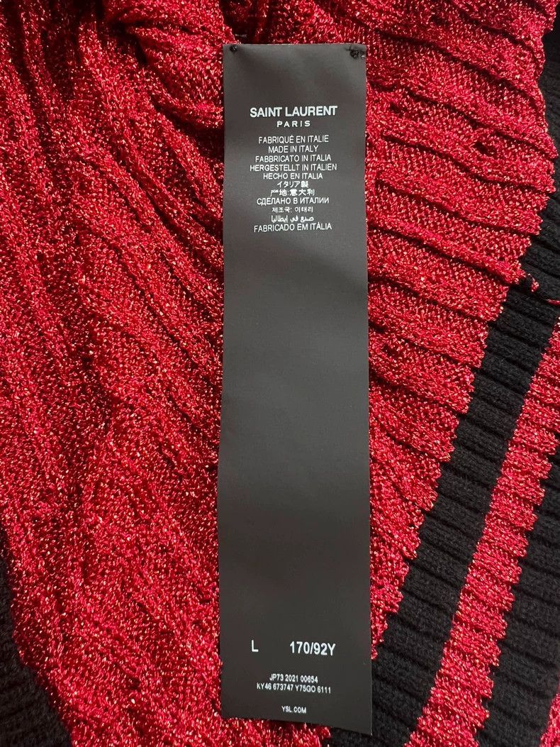 Saint Laurent Paris Saint Laurent Red Knit Cardigan with Contrast Trim-2505 Size US L / EU 52-54 / 3 - 4 Thumbnail