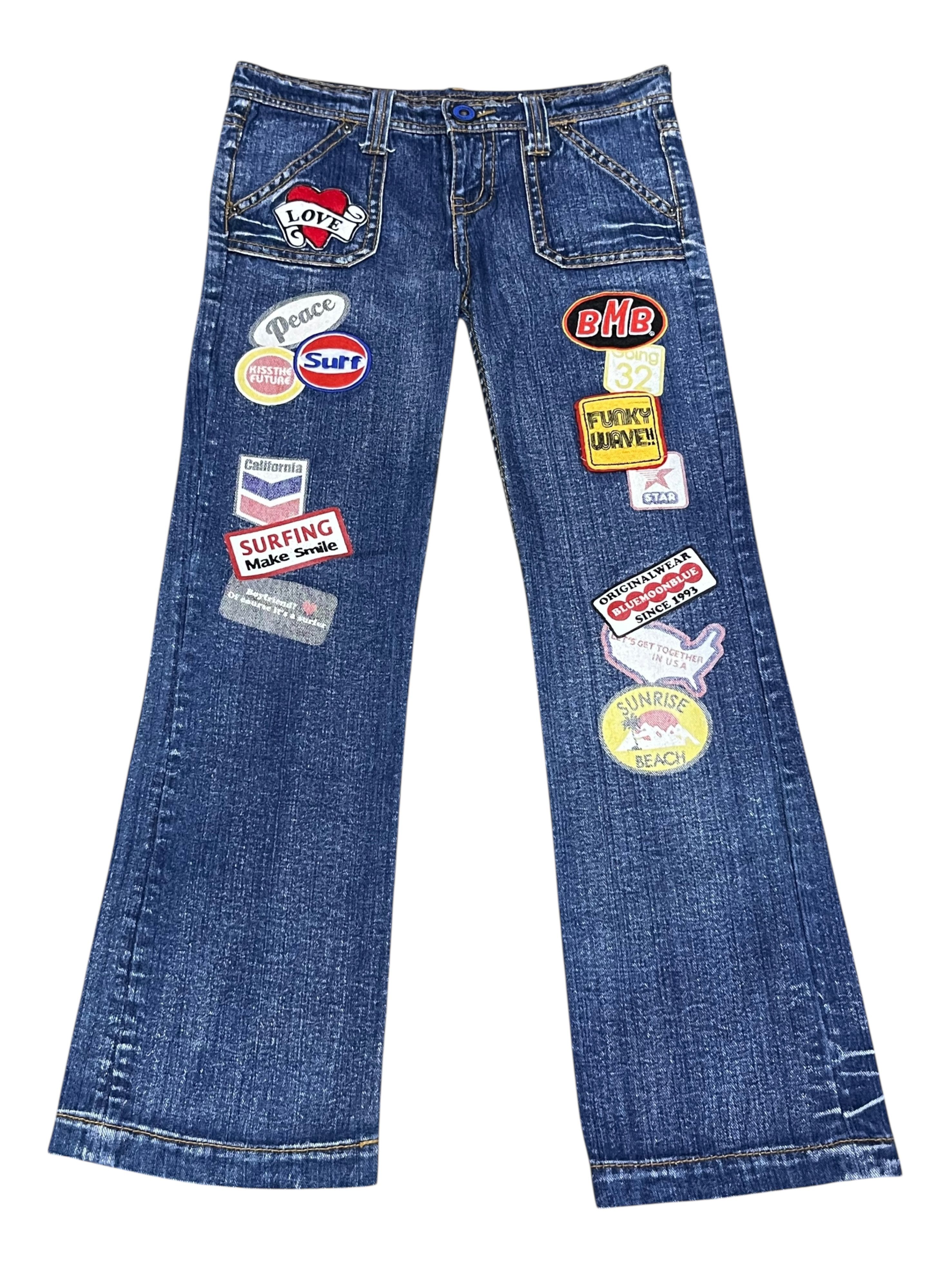 Japanese Brand 🏄Vtg BMB California Beach Surf Multi Patches Printed Denim Size US 30 / EU 46 - 3 Thumbnail