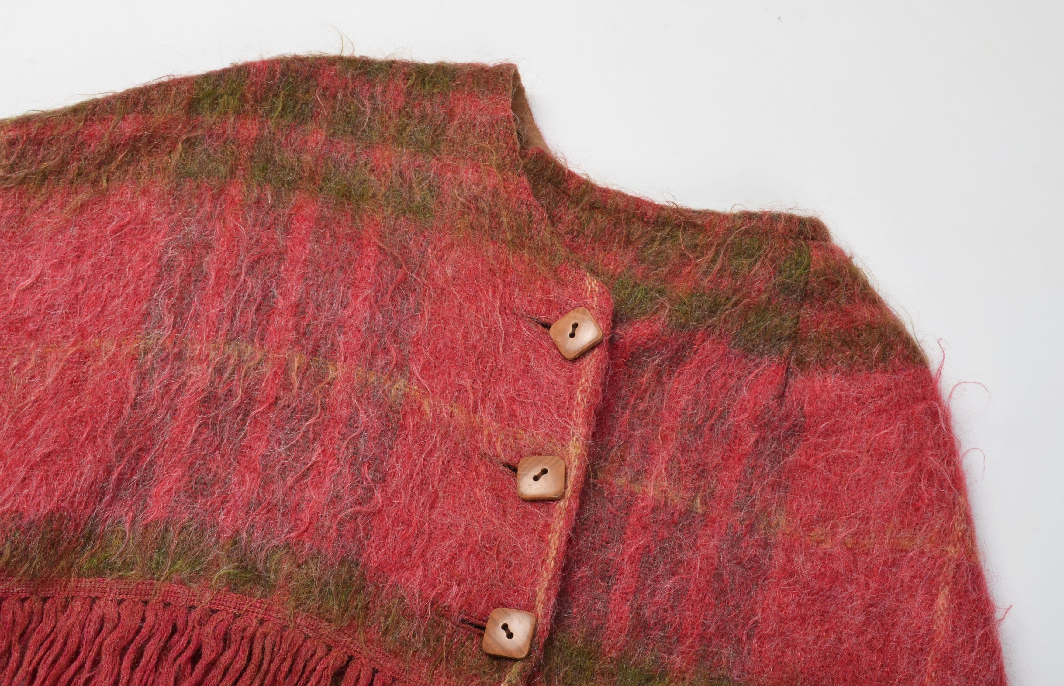Other Andrew Stewart 70's Mohair & Wool Blend Fringle Poncho Cape Size ONE SIZE - 4 Thumbnail