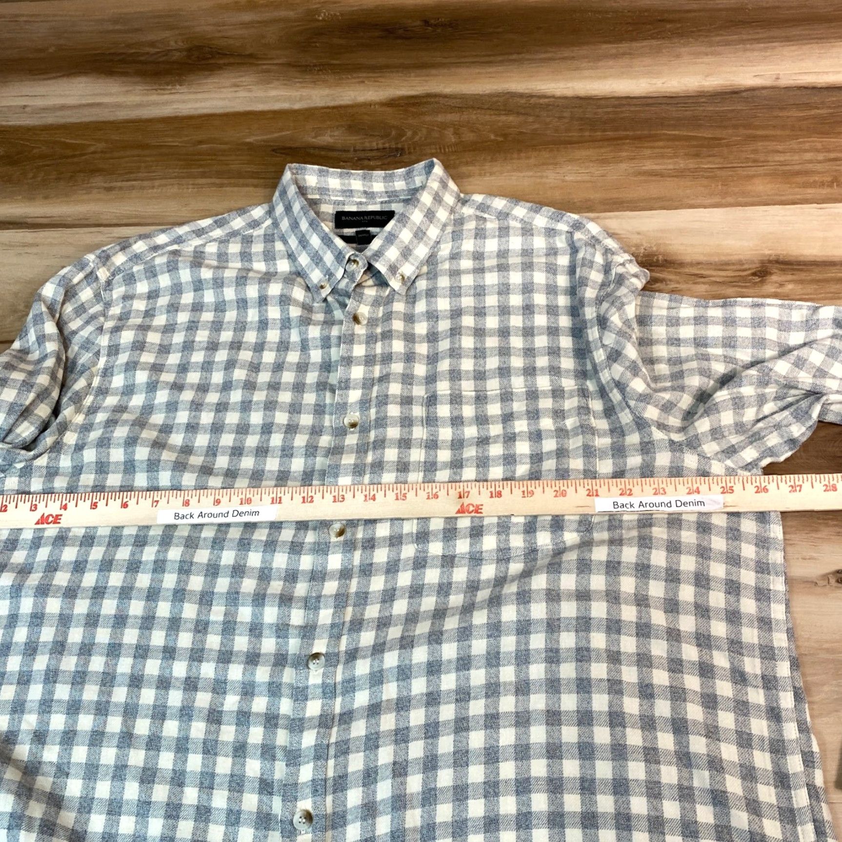 Banana Republic Banana Republic Shirt Mens XXL Slim Fit Flannel Gingham Check Button Down Long Sleeve Casual Geometric Pocket Collared Vintage No Size US XXL / EU 58 / 5 - 5 Thumbnail