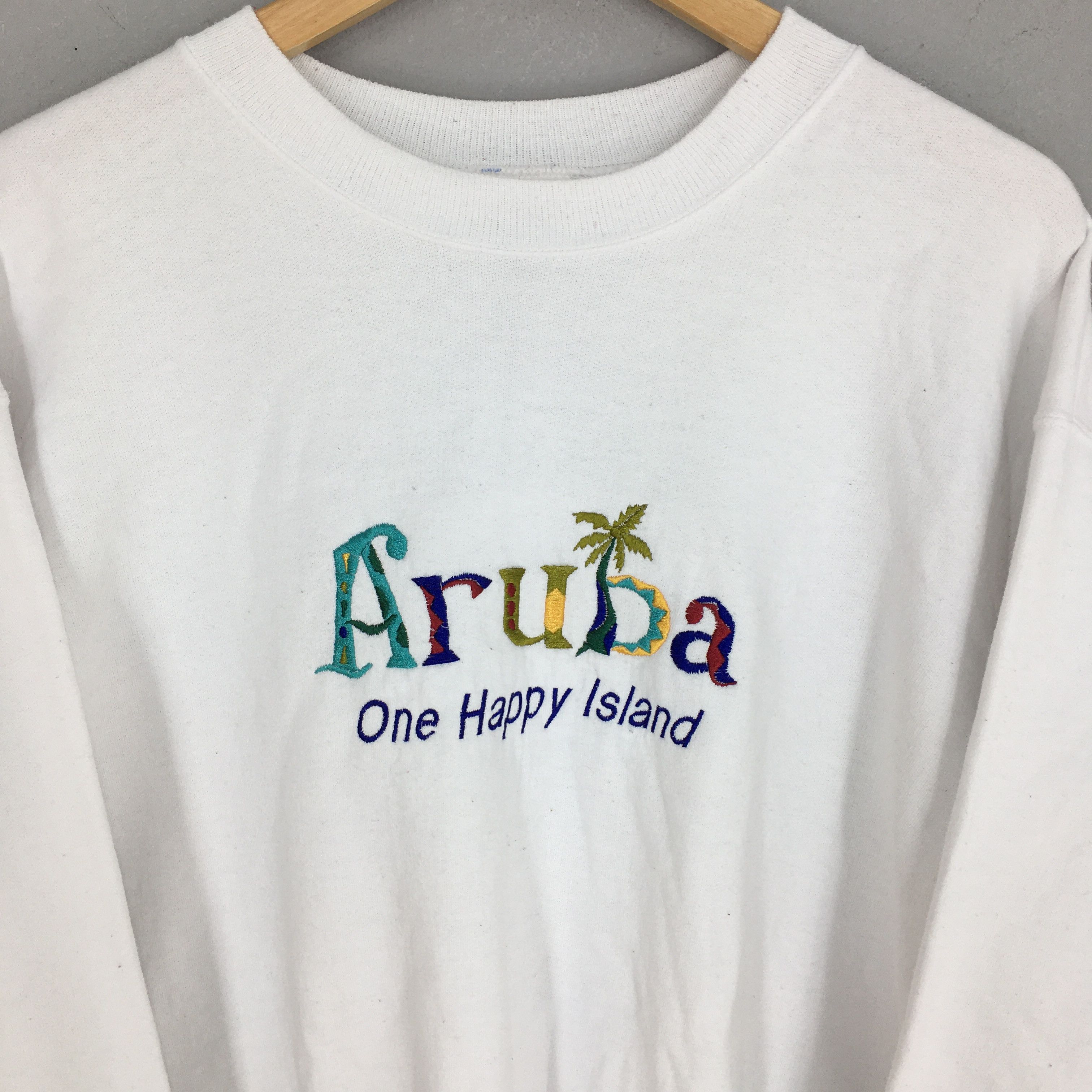 Other Vintage 90s Aruba Island White Sweatshirt Medium Size US M / EU 48-50 / 2 - 2 Thumbnail