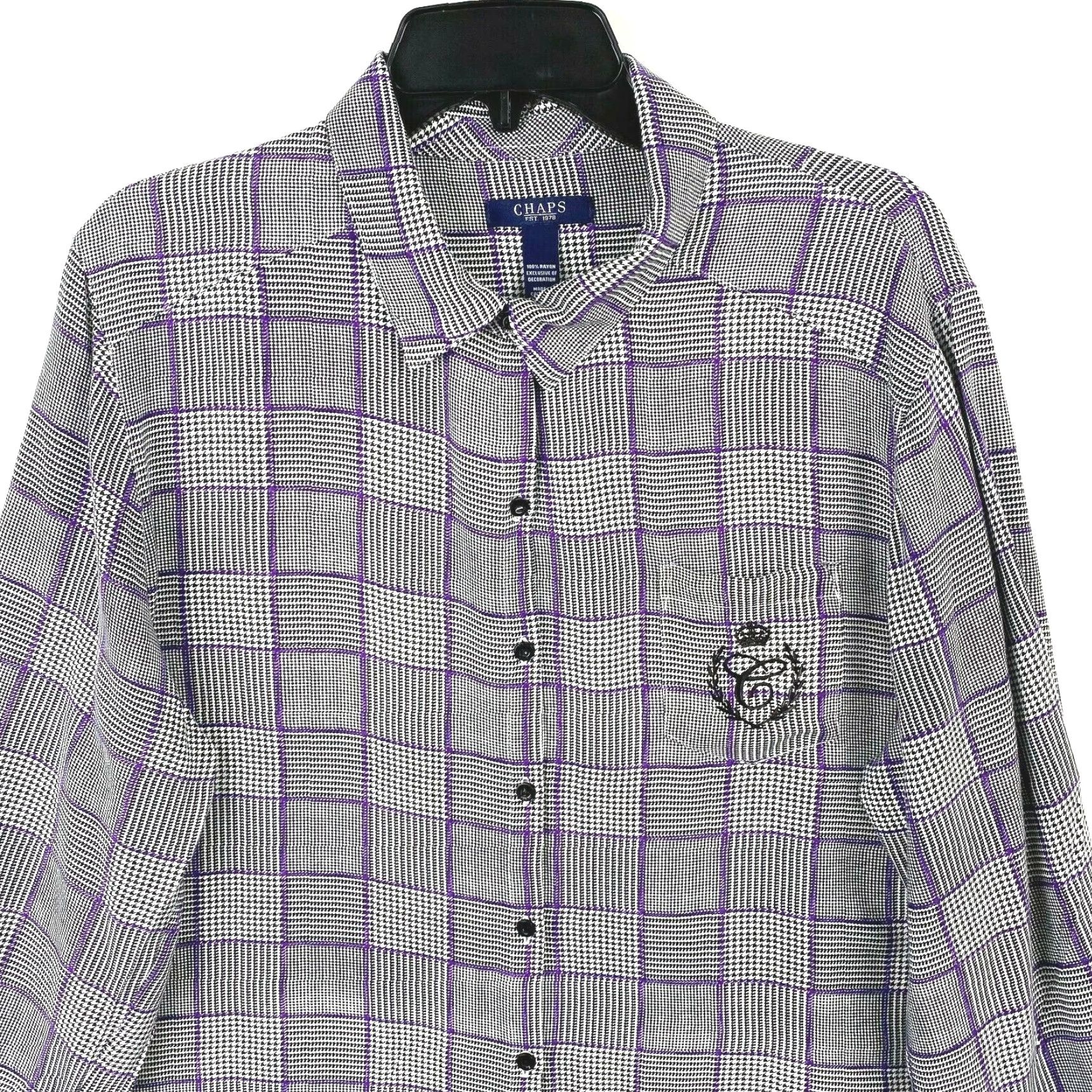 Chaps Chaps Purple Houndstooth Button-Up Tunic Long Sleeve Women's L Size L / US 10 / IT 46 - 5 Thumbnail