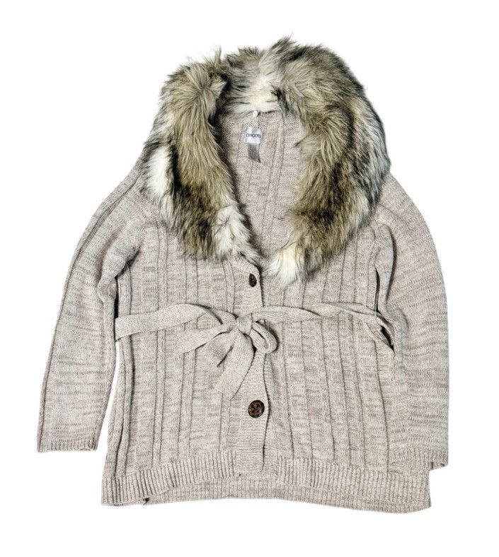 Chicos Chico’s Angora-Blend Belted Sweater Removable Collar Sz 3 Size XL / US 12-14 / IT 48-50 - 1 Thumbnail