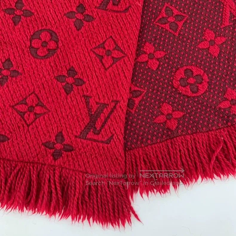 Louis Vuitton Louis Vuitton Red logo jacquard full print wool fringe sca Size ONE SIZE - 6 Thumbnail