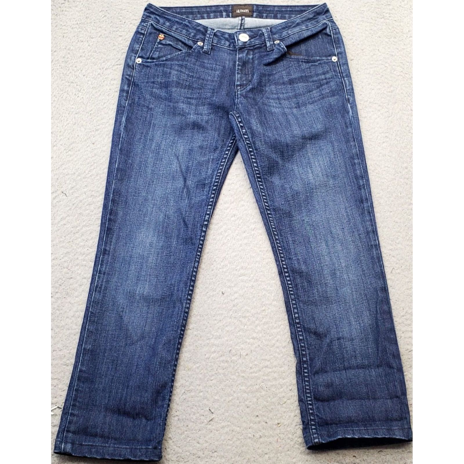 Hudson Hudson Womens 25 Blue Denim Stretch Whiskered Flat Front 5-Pockets Design Jeans Size 42" / US 20 - 2 Thumbnail