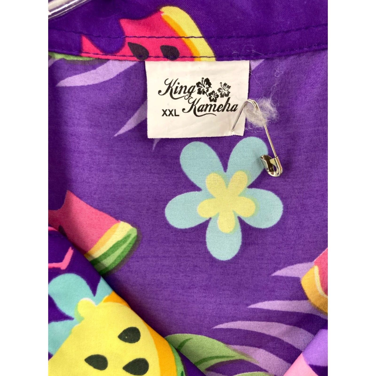 Vintage King Kameha Hawaiian Tropical Shirt Mens 2XL Purple AOP Flamingos Fruit Size US XXL / EU 58 / 5 - 5 Thumbnail