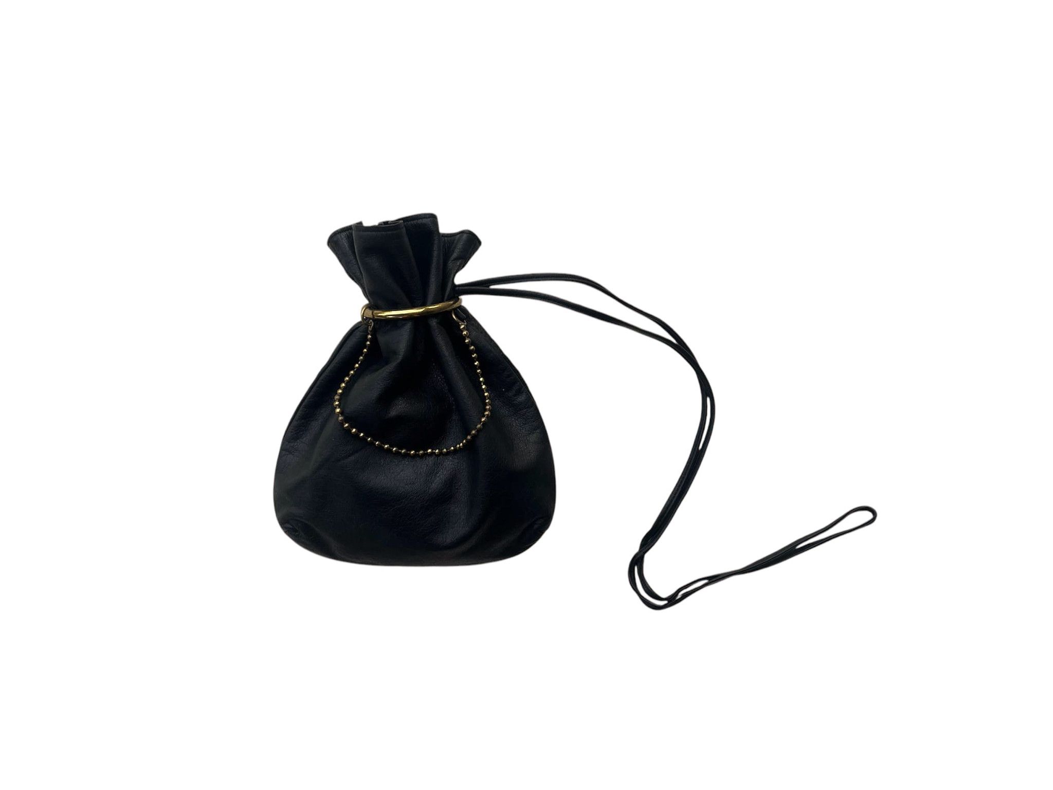 Vintage Vintage Black Genuine Leather crossbody SAC bag, hoop detail Size ONE SIZE - 1 Thumbnail