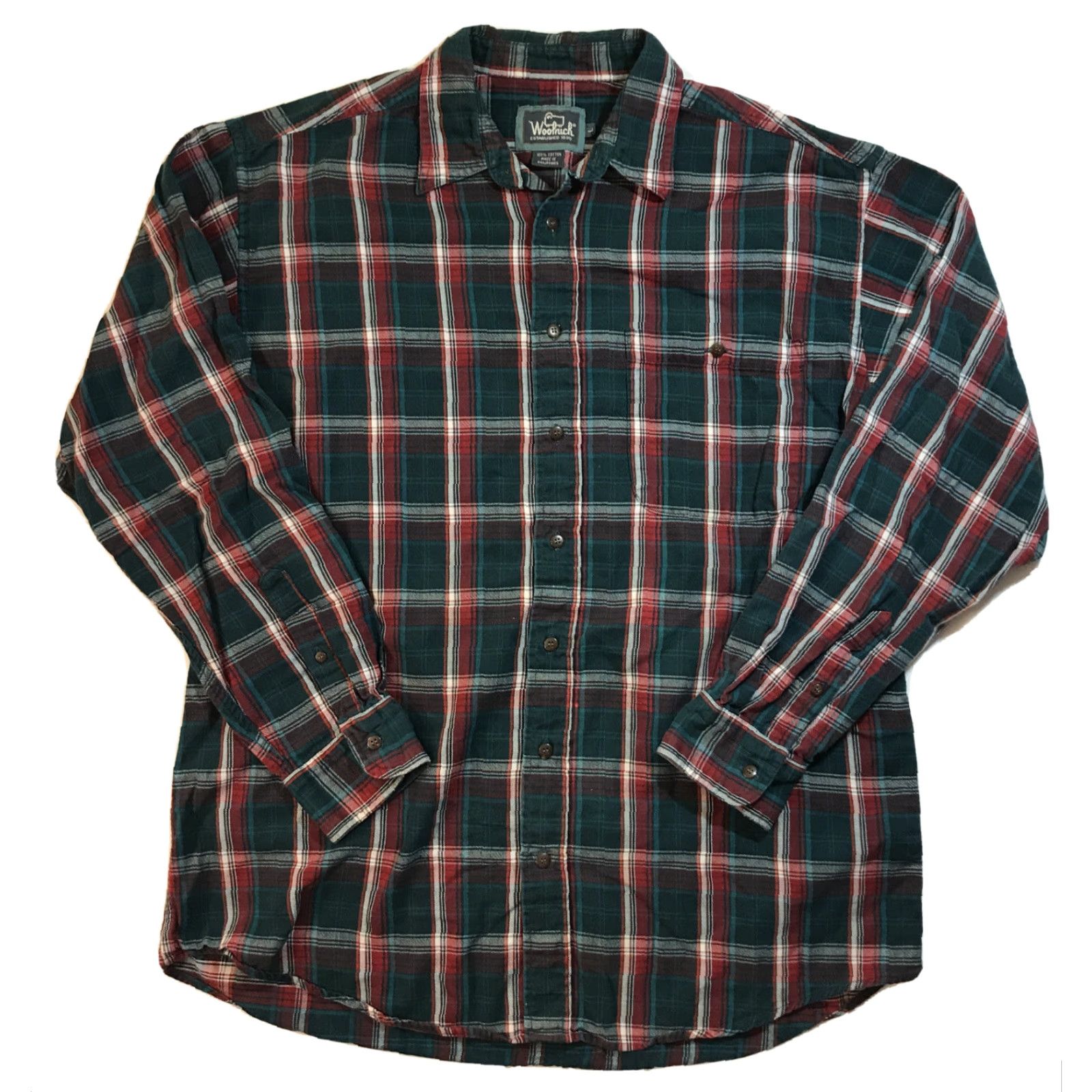 Vintage VINTAGE Woolrich Shirt Men Knit Flannel Button-Up Check L Blue Green Red 90s Casual Mens Size US L / EU 52-54 / 3 - 2 Thumbnail