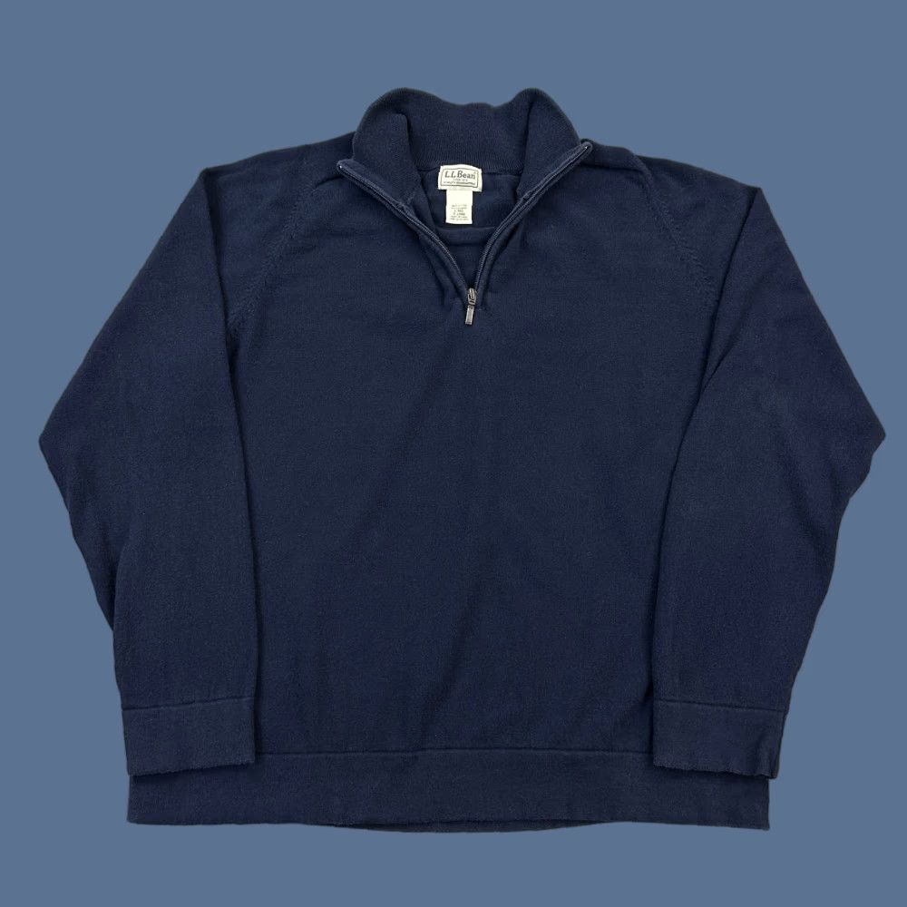 Vintage L.L. Bean Sweater Mens Large Blue Cotton Cashmere Blend 1/4 Zip Pullover Casual Shirt/Top Size US L / EU 52-54 / 3 - 1 Thumbnail