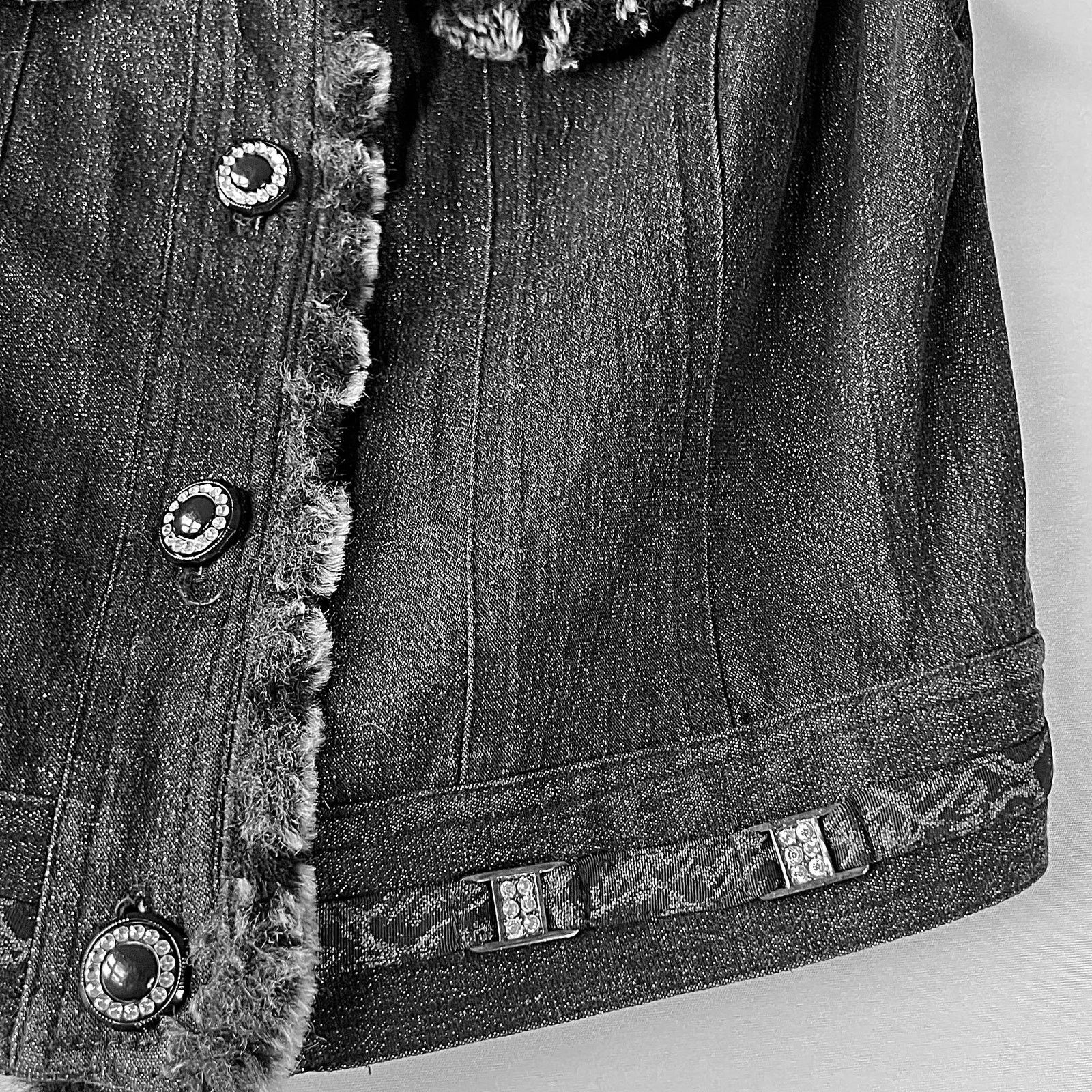 Other Vintage Nancy Bolen Faux Fur Embellished Black Denim Vest Size S / US 4 / IT 40 - 7 Thumbnail