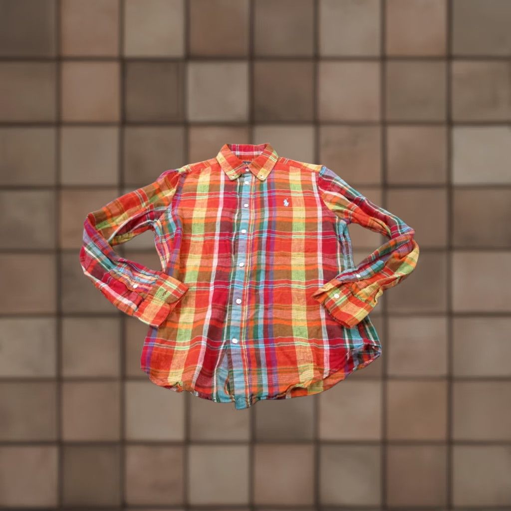 Ralph Lauren Ralph Lauren Shirt Mens M Colorful Rainbow Plaid Linen Classic Fit Golf Pony Size US M / EU 48-50 / 2 - 1 Thumbnail