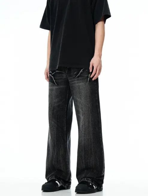 Japanese Brand Vintage Lightning Washed Distressed Loose Bootcut Jeans Size US 32 / EU 48 - 3 Thumbnail