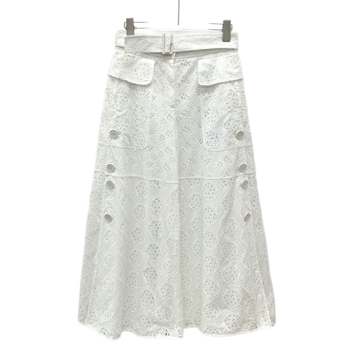 Valentino Valentino White Floral Hollow-out Wide-leg Pants K26WX Size 26" / US 2 / IT 38 - 1 Thumbnail