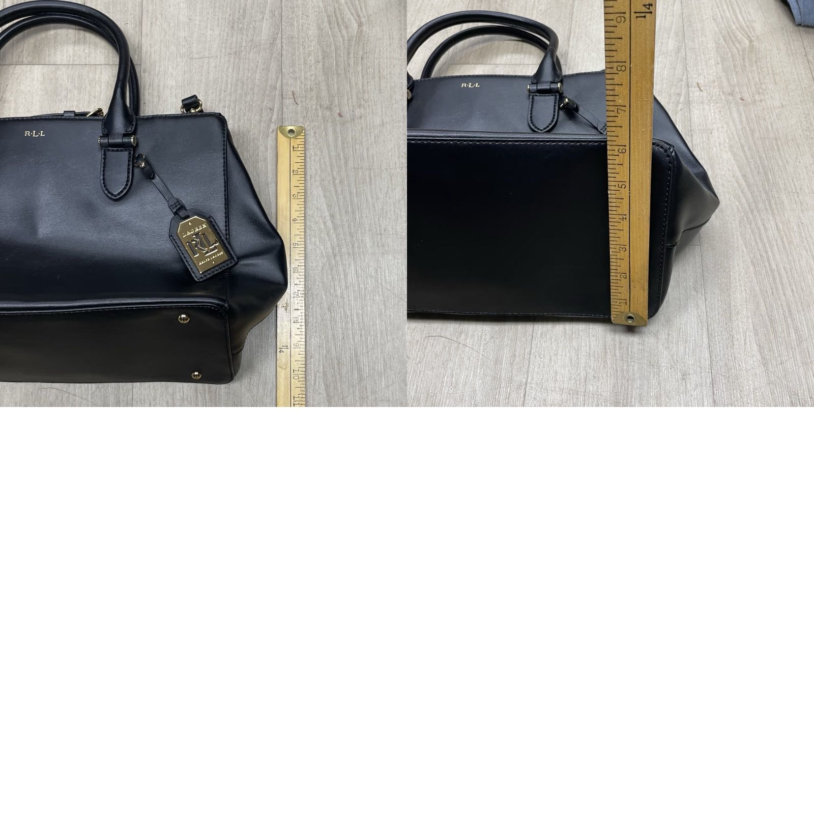 Doublet Lauren Ralph Lauren Bag Black Leather Newbury Double Zip Crossbody Gold Tote Medium Size ONE SIZE - 10 Thumbnail