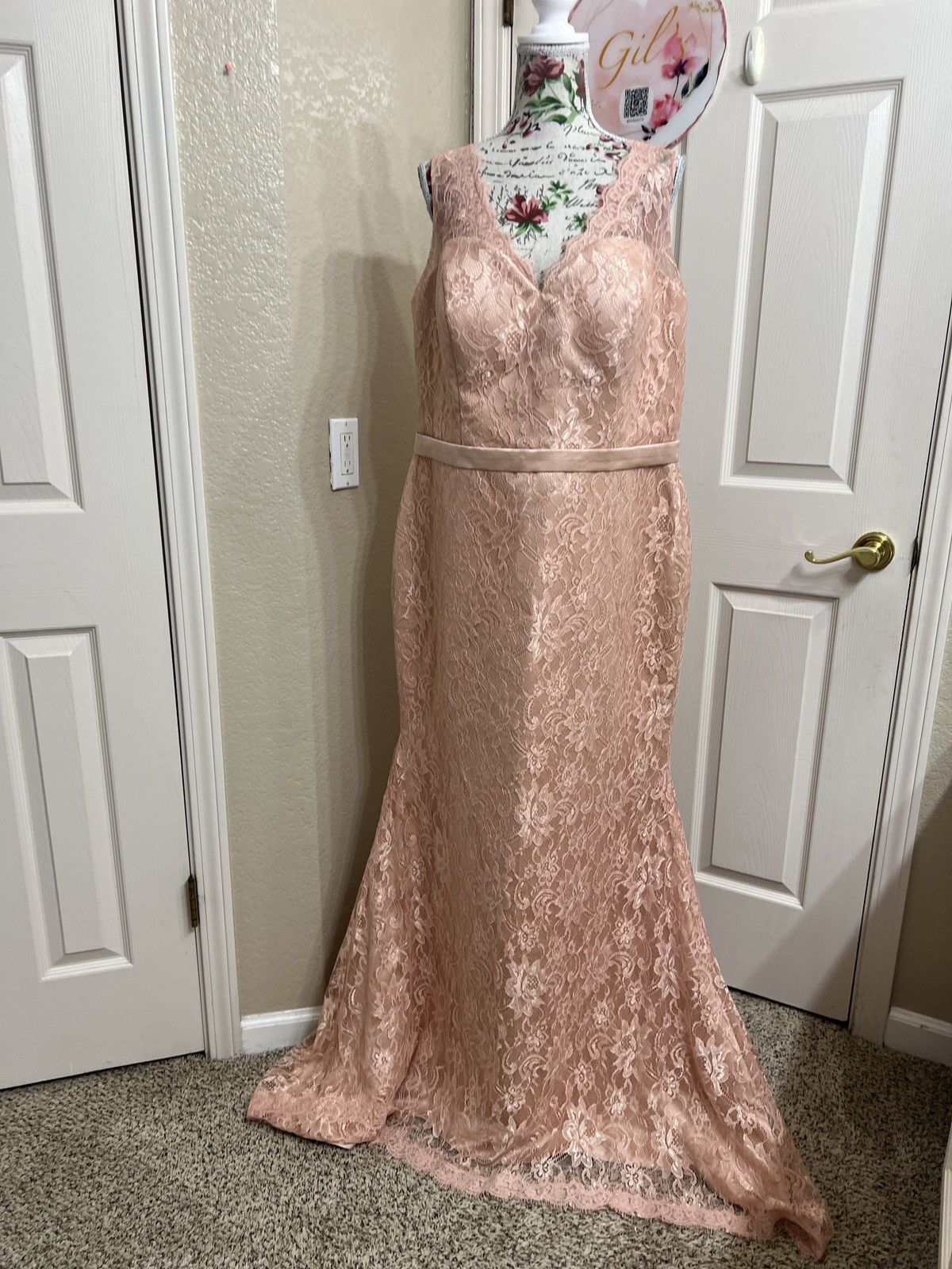 Other Hebeos pink blush Lace V-Neck prom Dress Size XL / US 12-14 / IT 48-50 - 1 Thumbnail